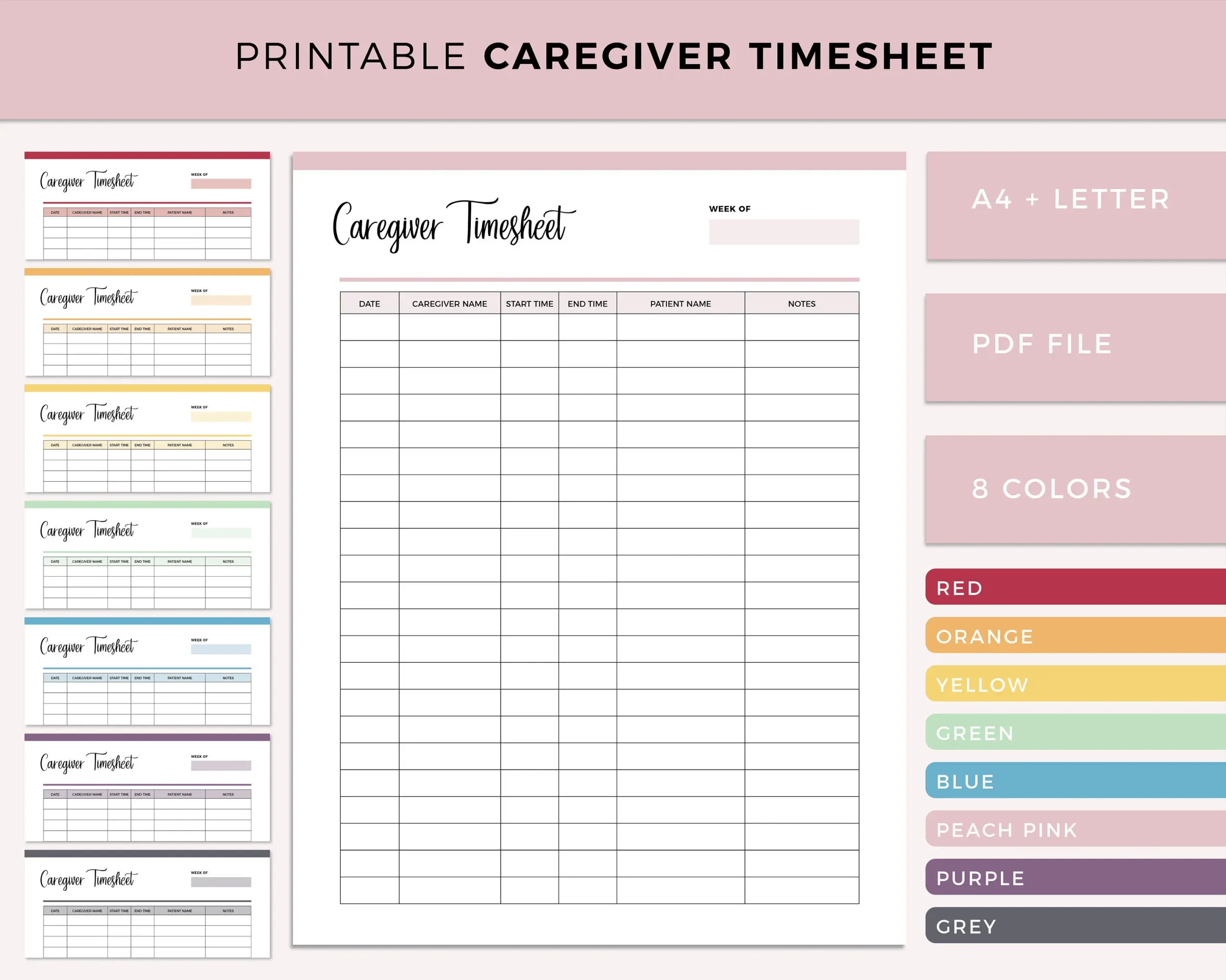 Caregiver Weekly Schedule Simple
