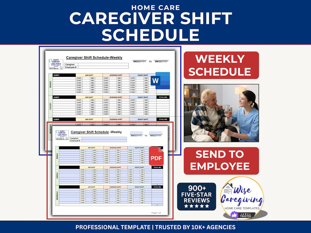 Caregiver Weekly Schedule Template Home