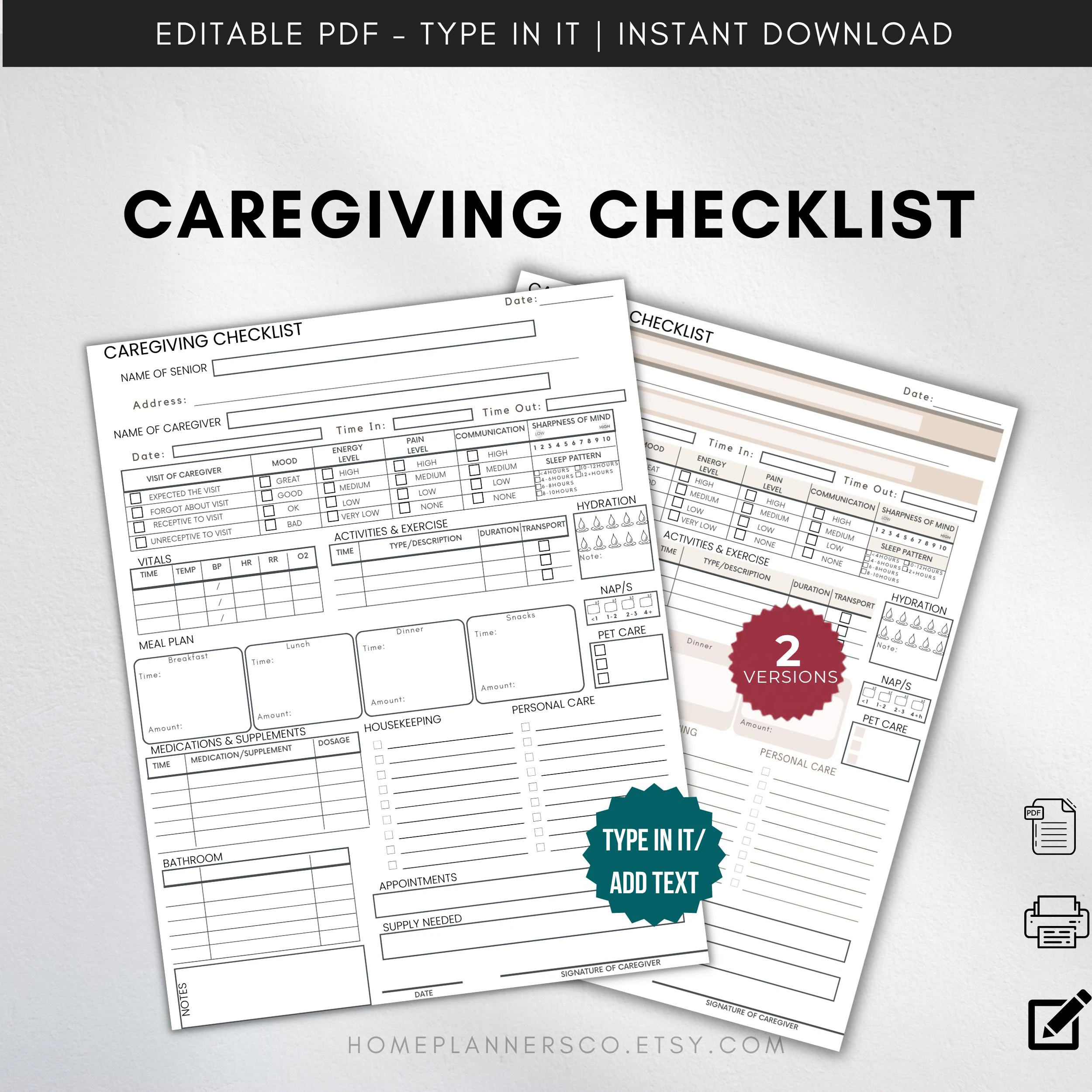Caregiving Notes Template