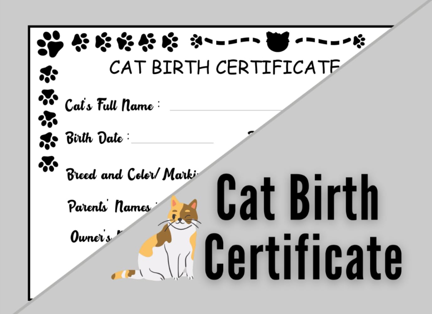 Cat Birth Certificate Logbook Newborn Kitten Birth Certificate For Cat Breeders Breeder Litter Records Book Recording Cat Birth Funny Present Idea For Kitten Breeders And Cat Owners Publishing Funny Cat