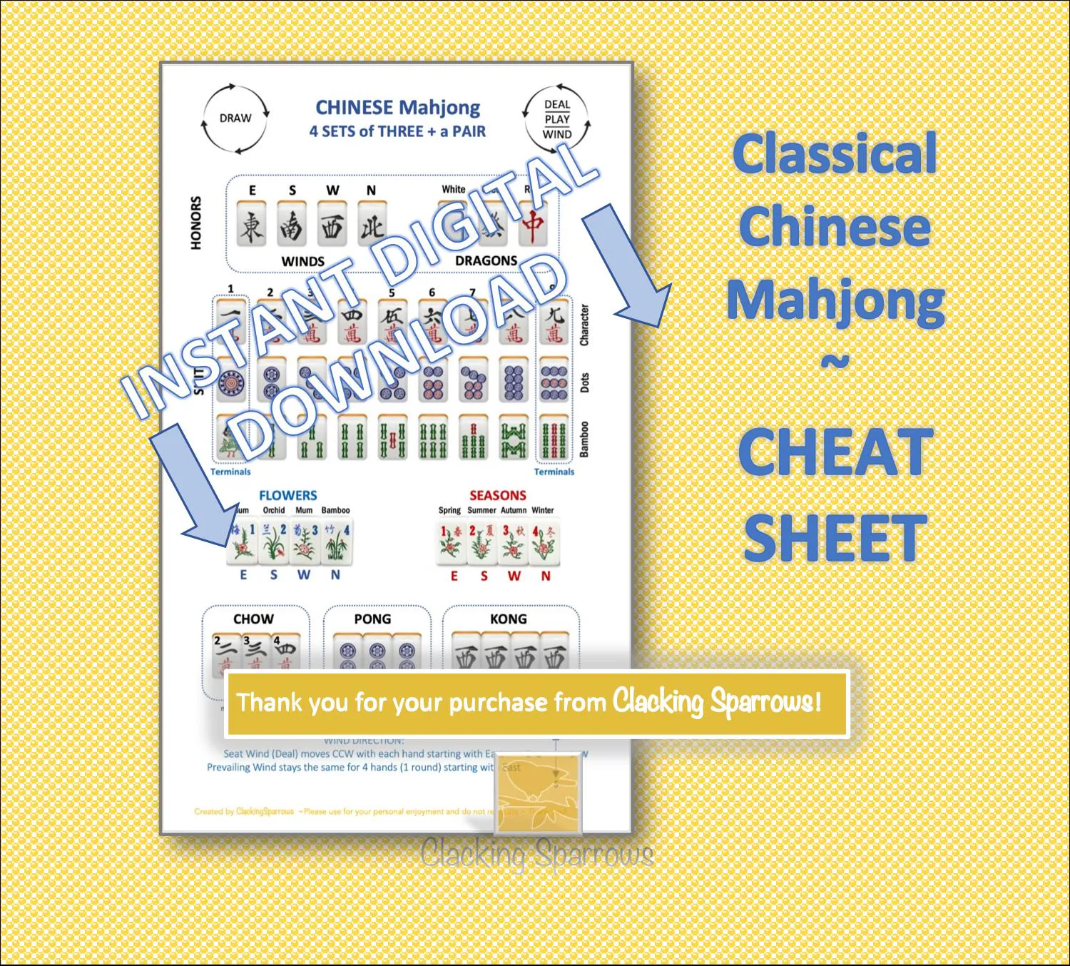Cheat Sheet Classical Chinese Mahjong