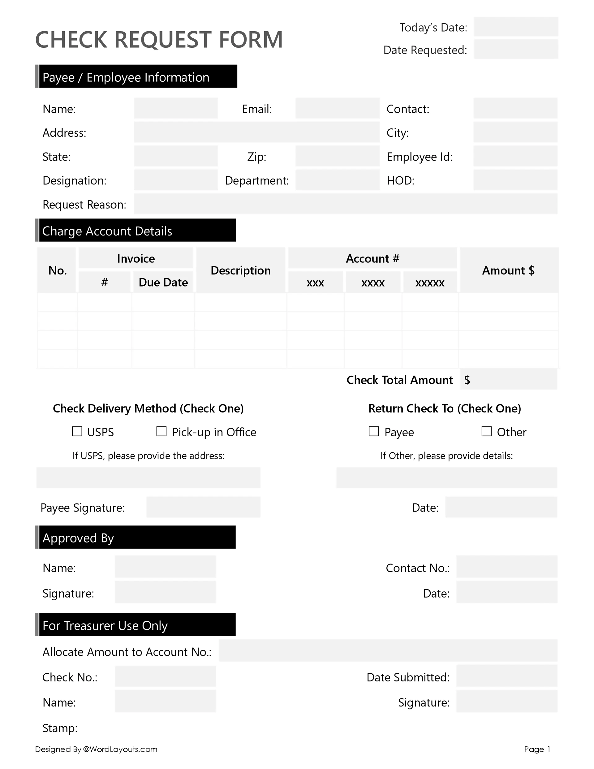 Check Request Form Templates