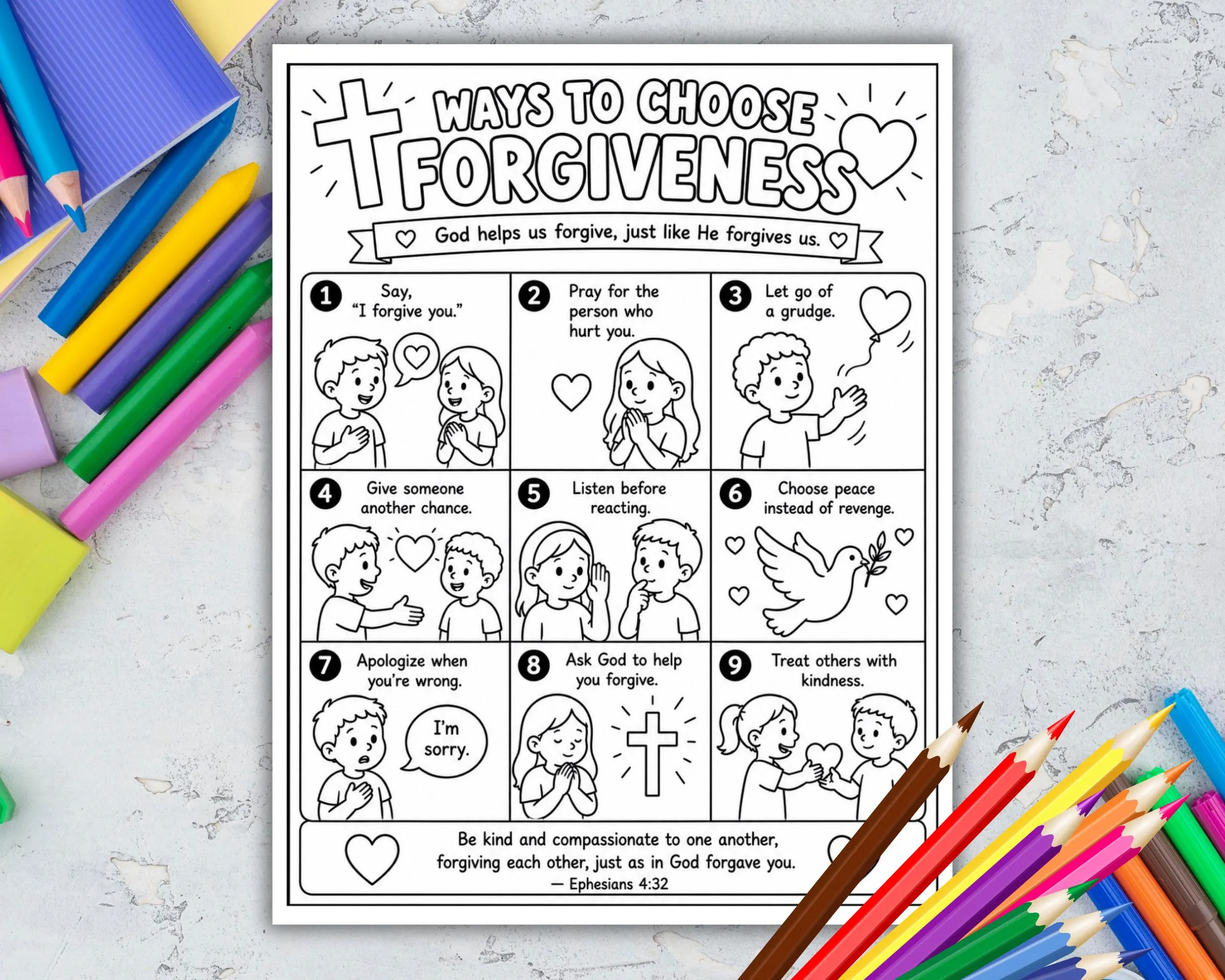 Christian Forgiveness Coloring Page