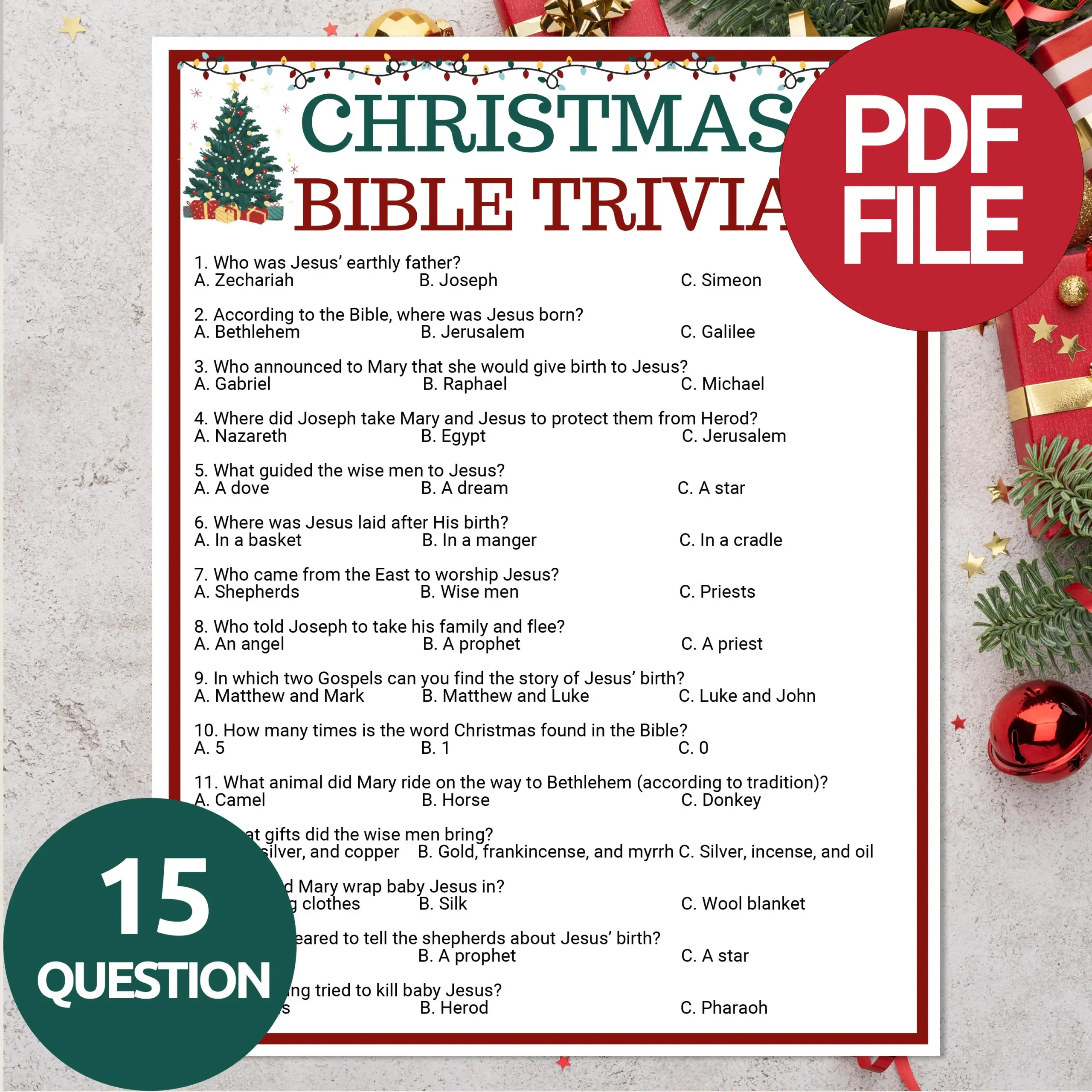 Christmas Bible Trivia Game Christmas