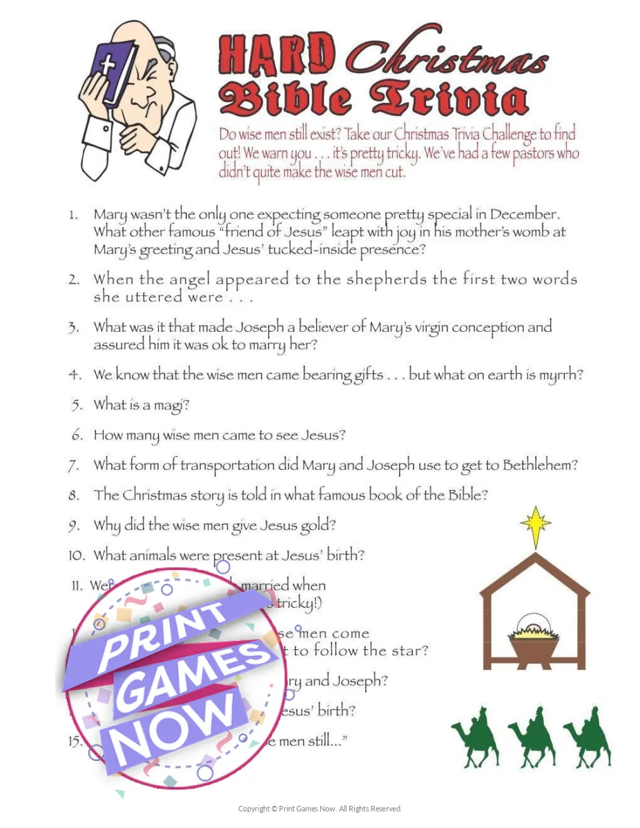 Christmas Christmas Hard Bible Trivia Game