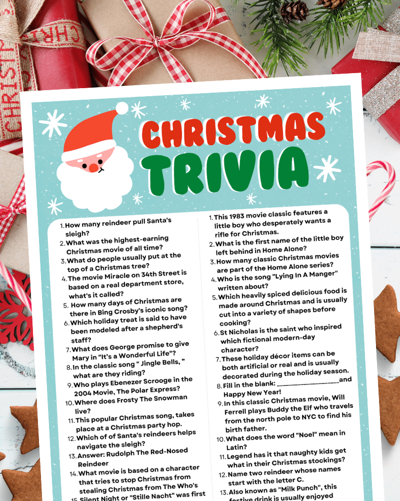 Christmas Trivia Game Printable