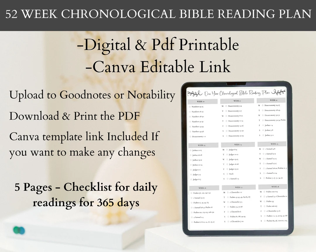 Chronological Bible Reading Plan 52 Week
