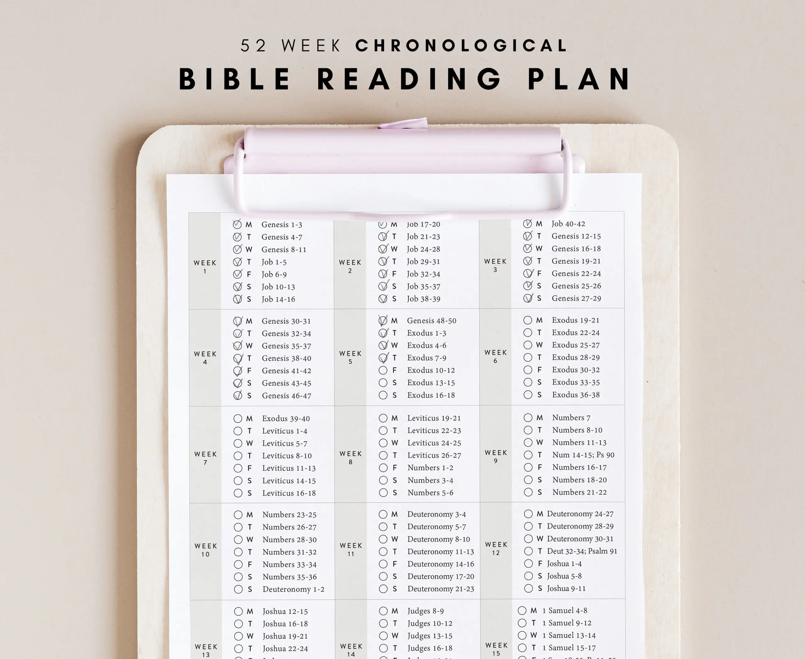 Chronological Bible Reading Plan 52 Week