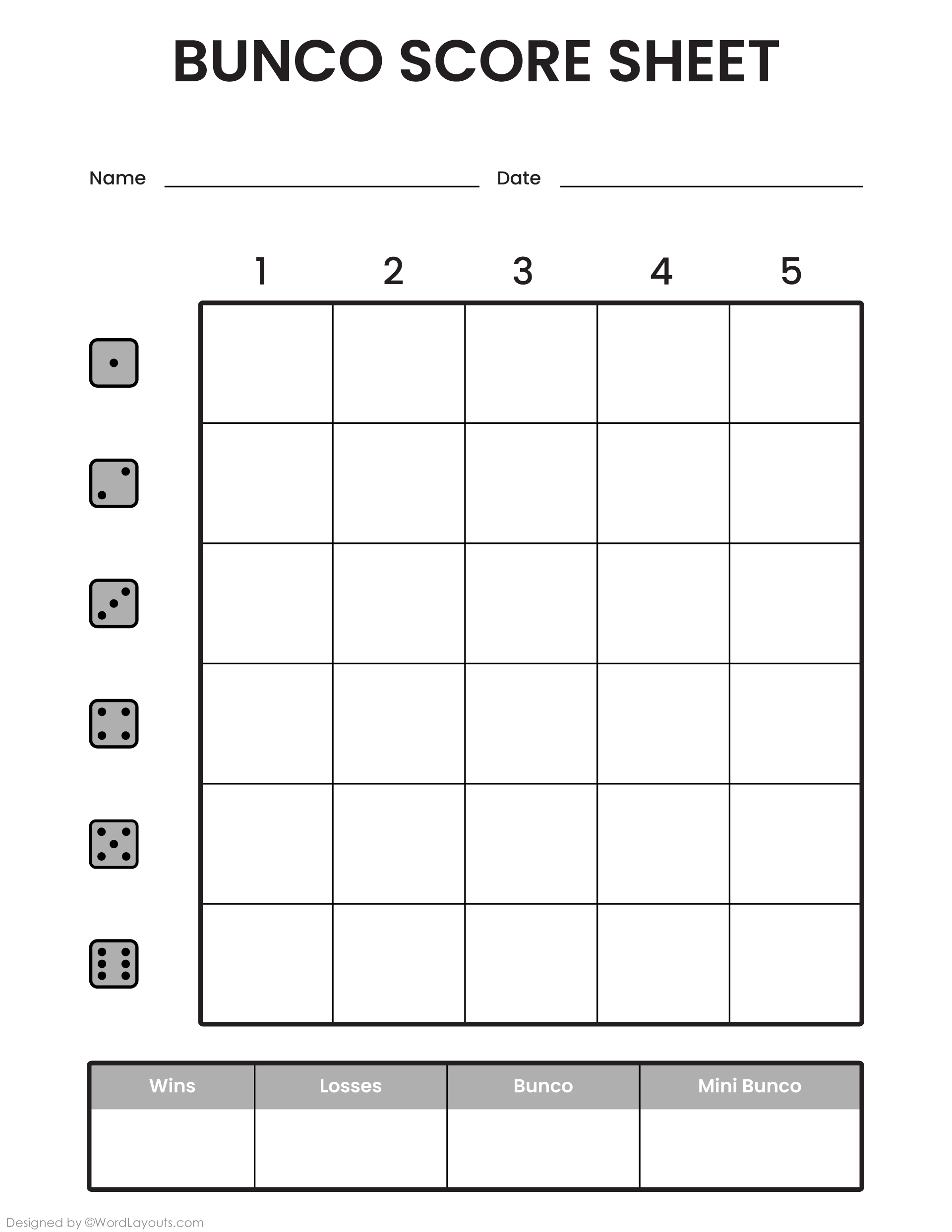 Clean Slate Bunco Bundle Template