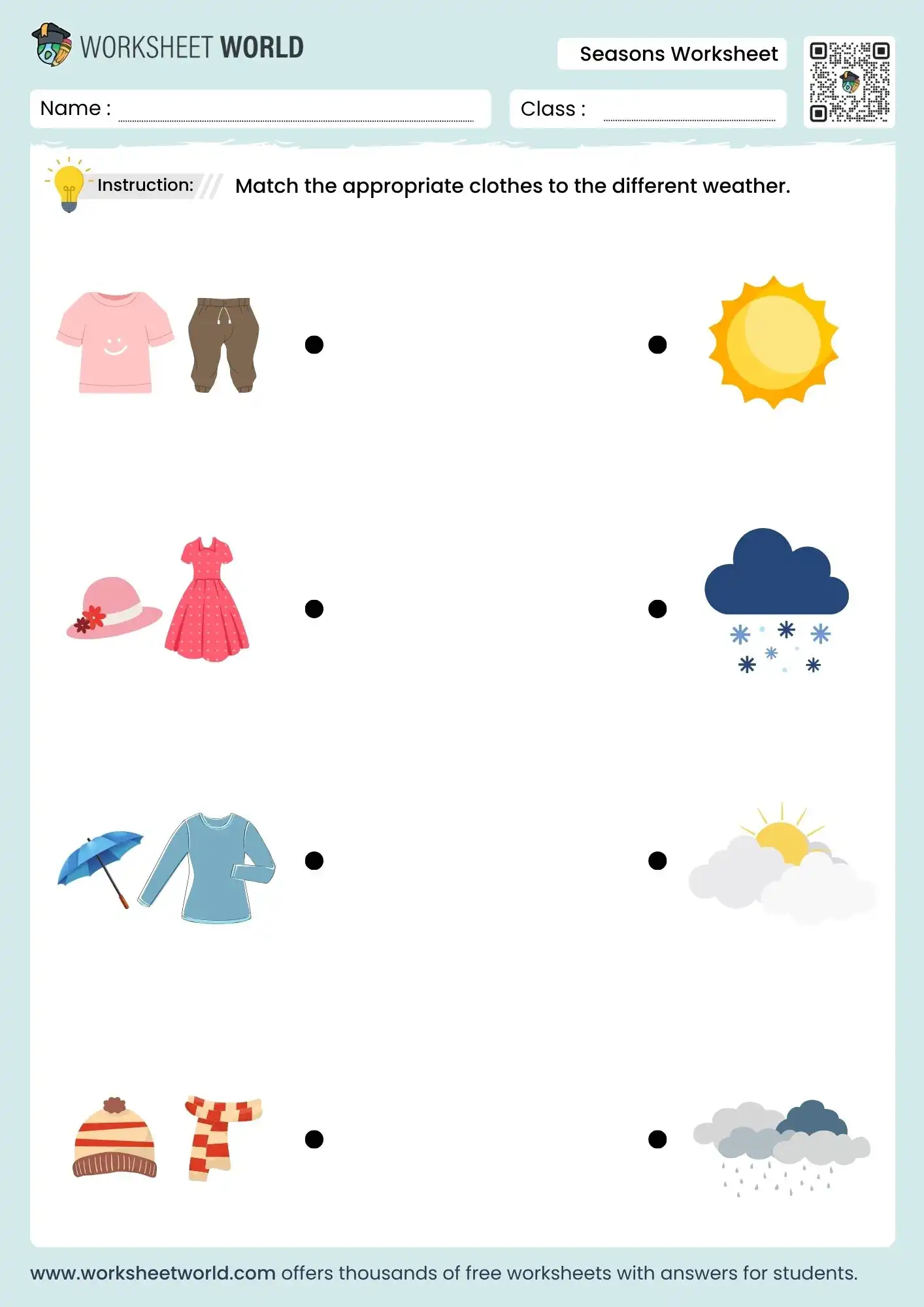 Clothes We Wear In Different Seasons Worksheets