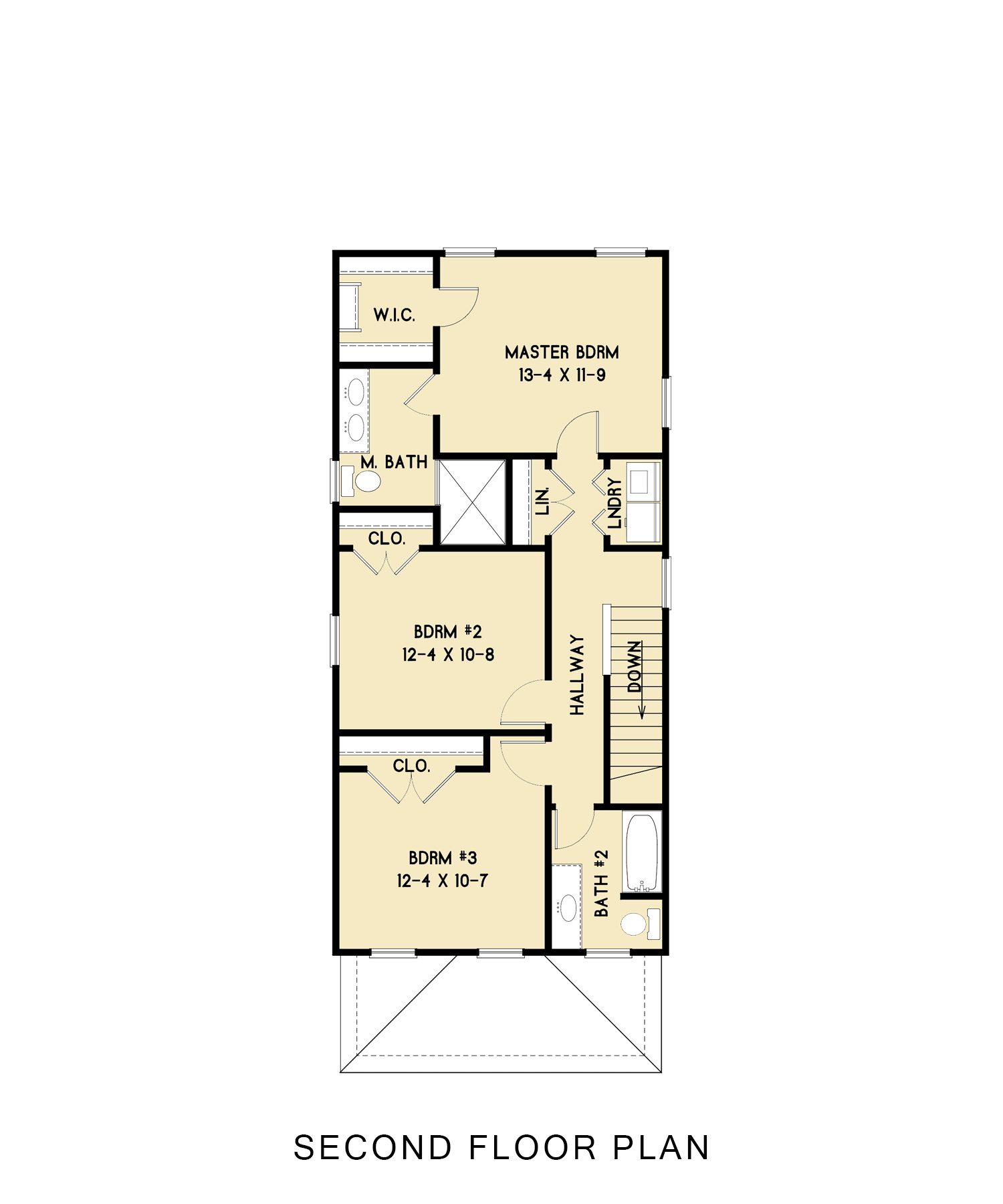 Contemporary 3 Bedroom Narrow House Plan