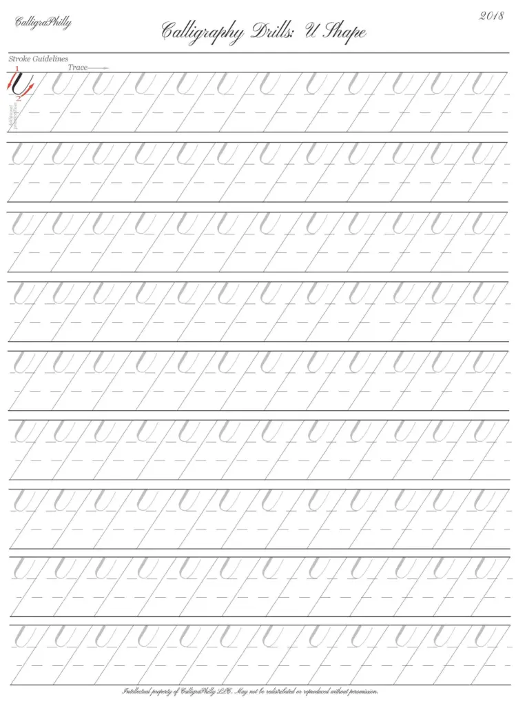 Copperplate Calligraphy U Shape Practice