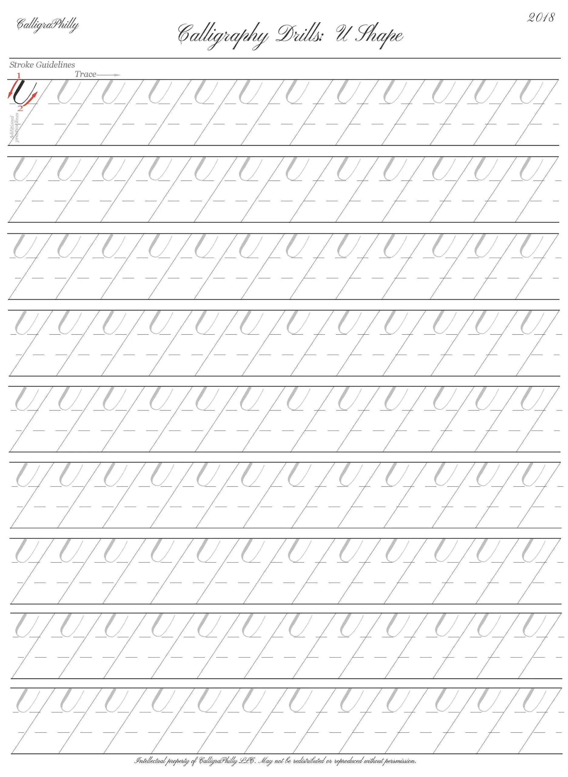 Copperplate Calligraphy U Shape Practice