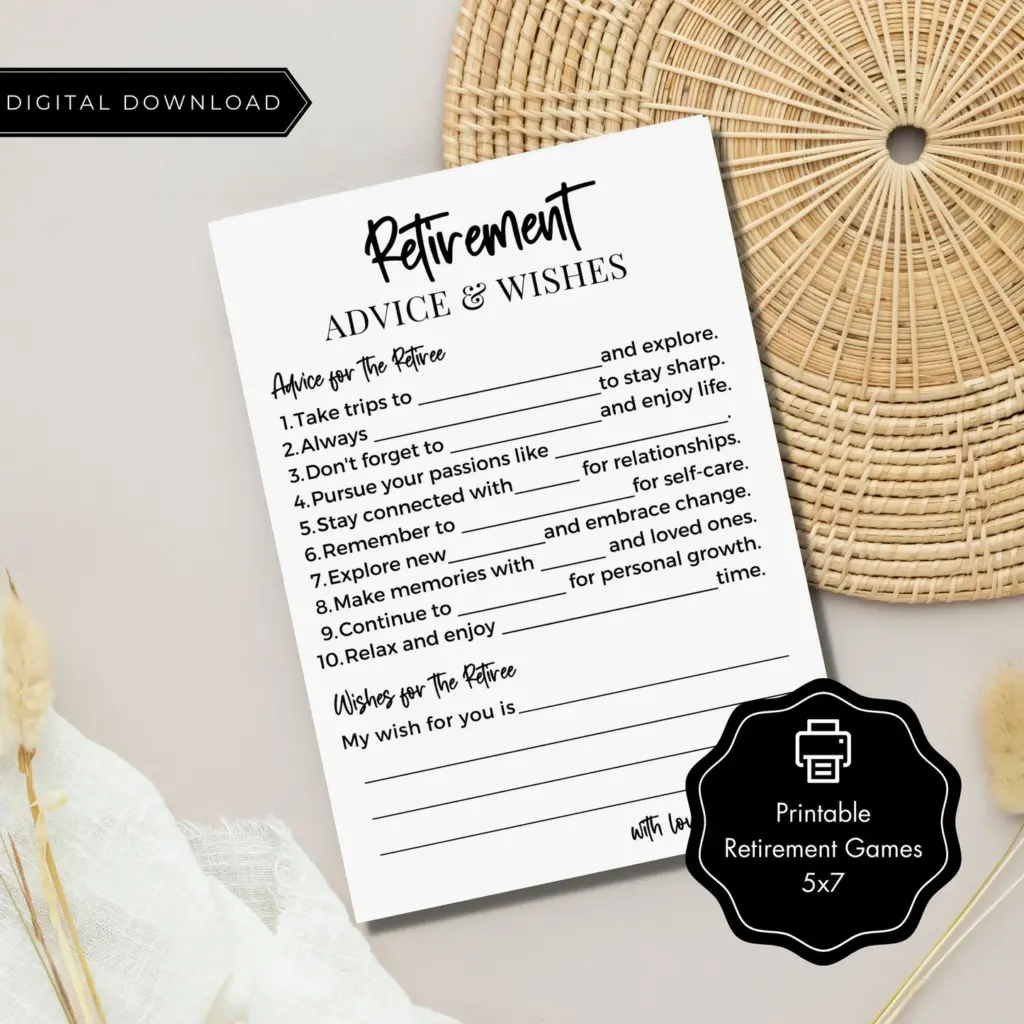 Copy Of Retirement Advice And Wishes Printable Cards