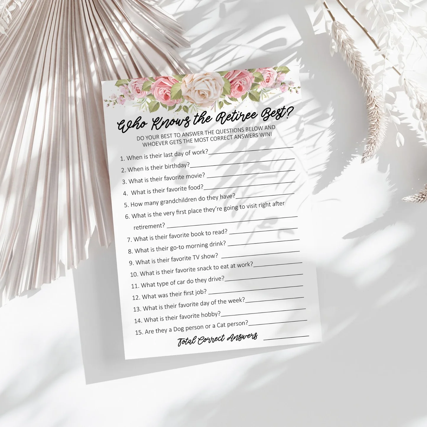 Copy Of Who Knows The Retiree Best Retirement Party Game Printable