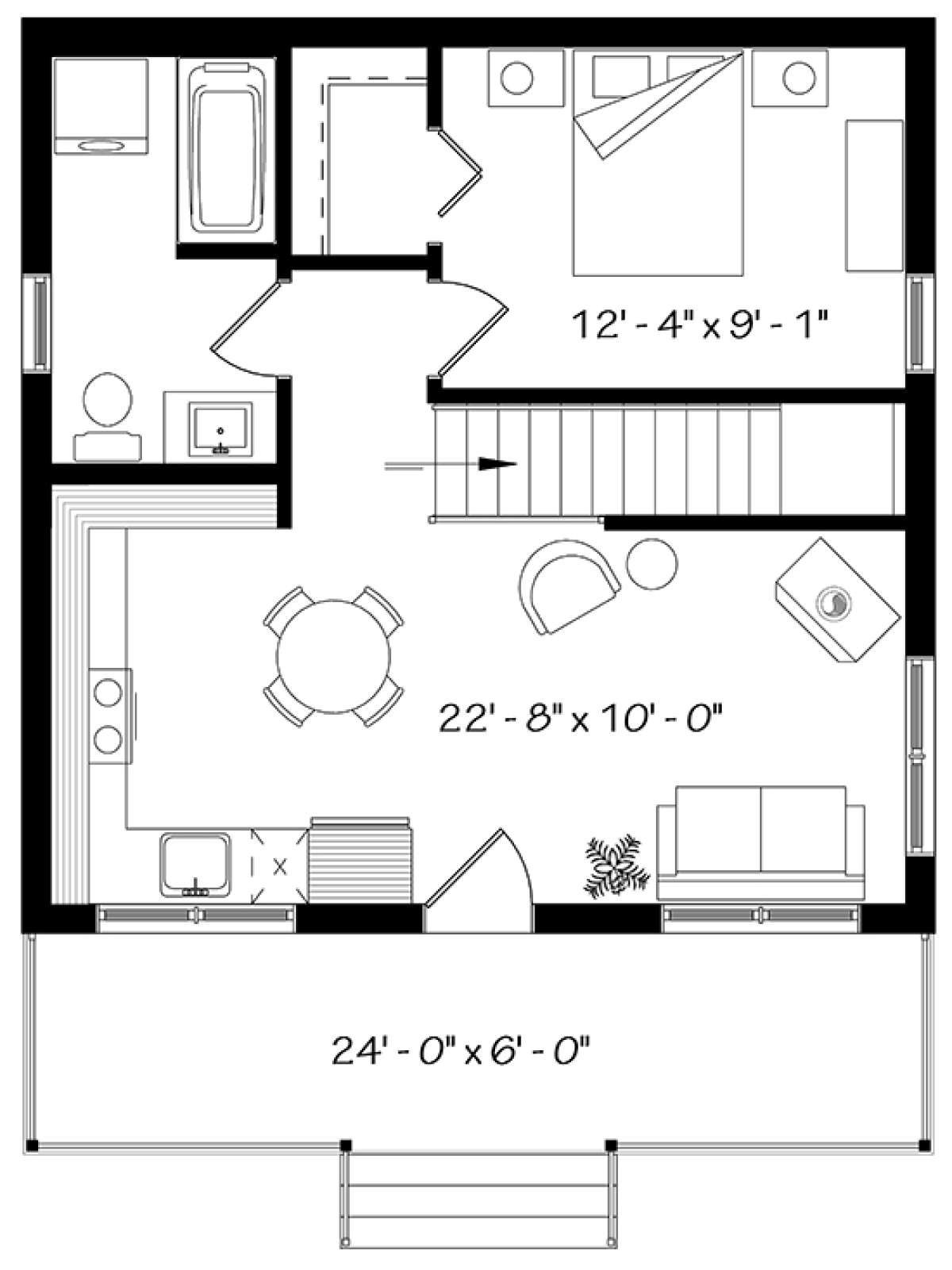 Cottage Plan 576 Square Feet 1 Bedroom 1 Bathroom Cottage Plan 576 Square Feet 1 Bedroom 1 Bathroom