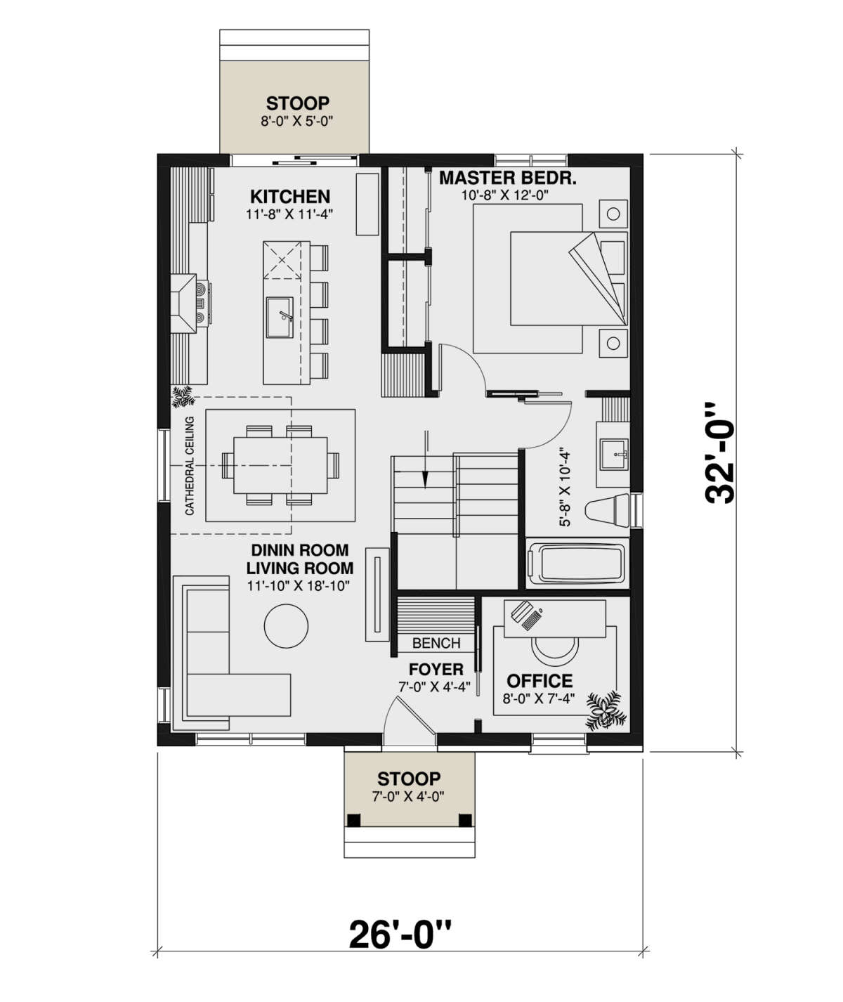Cottage Plan 832 Square Feet 1 Bedroom 1 Bathroom