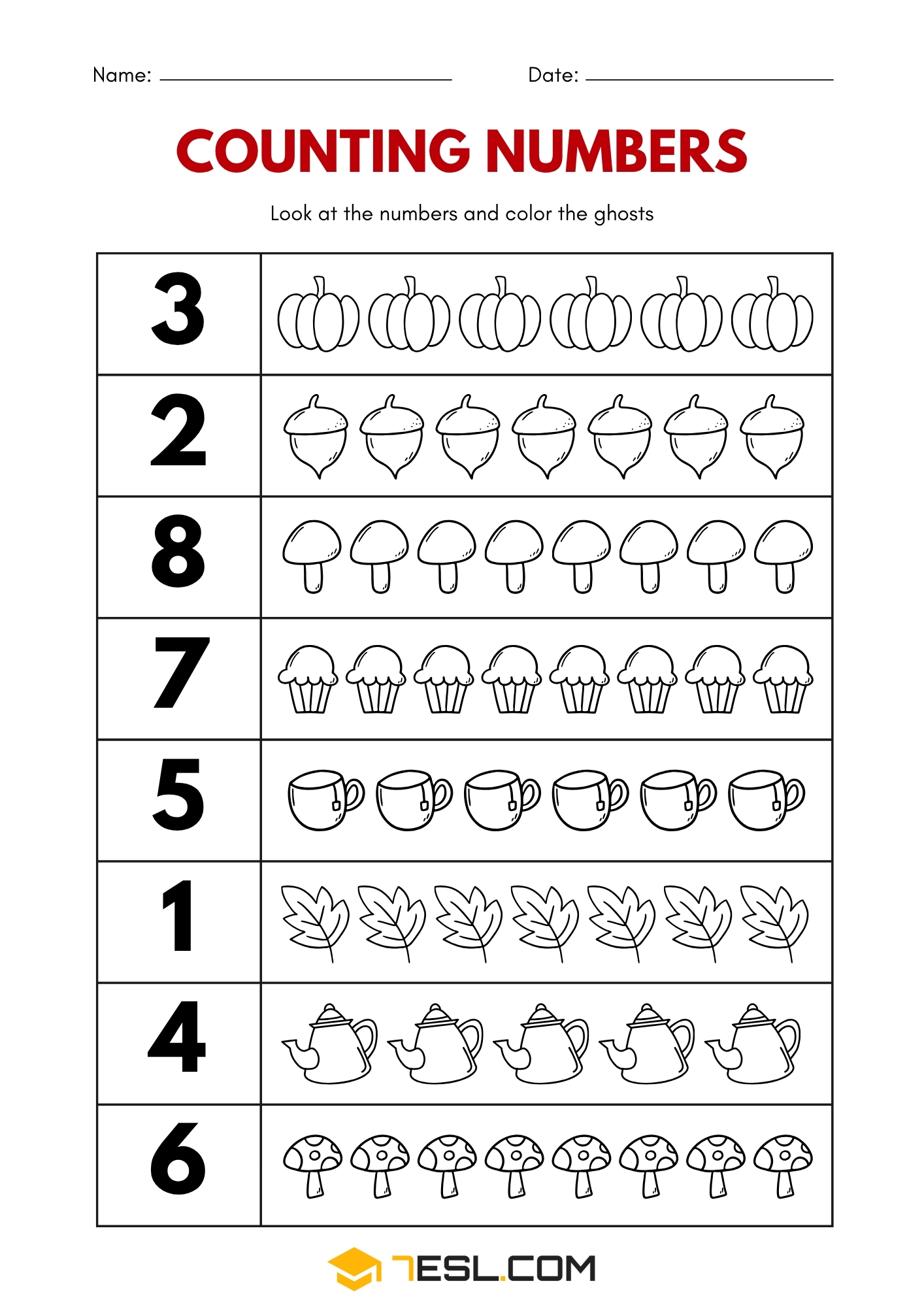 Counting Numbers Worksheets