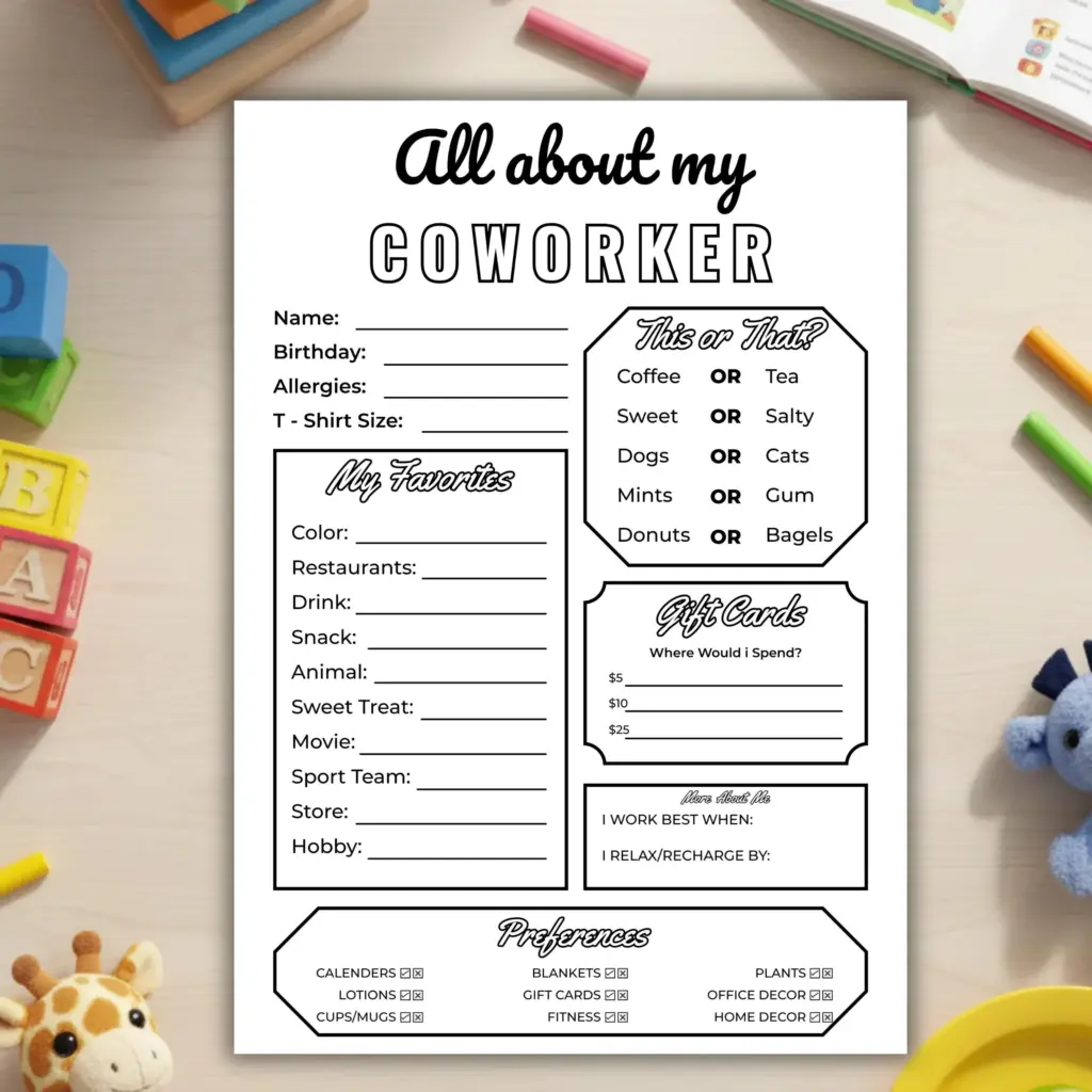 Coworker Info Sheet Team Building