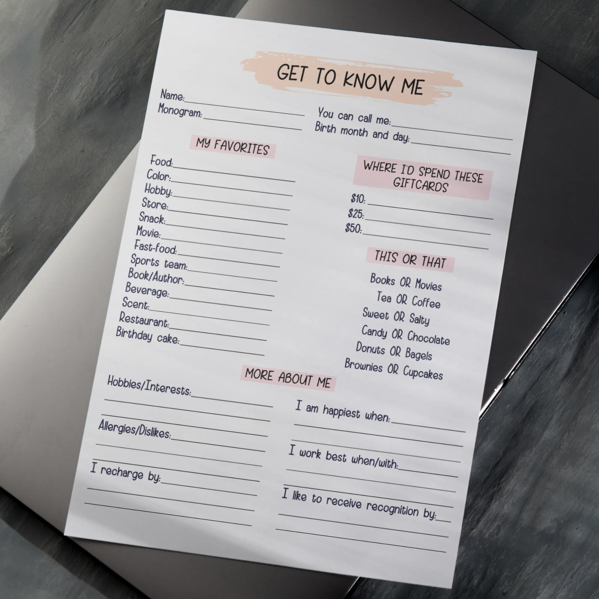 Coworker Questions Printable All About 21747