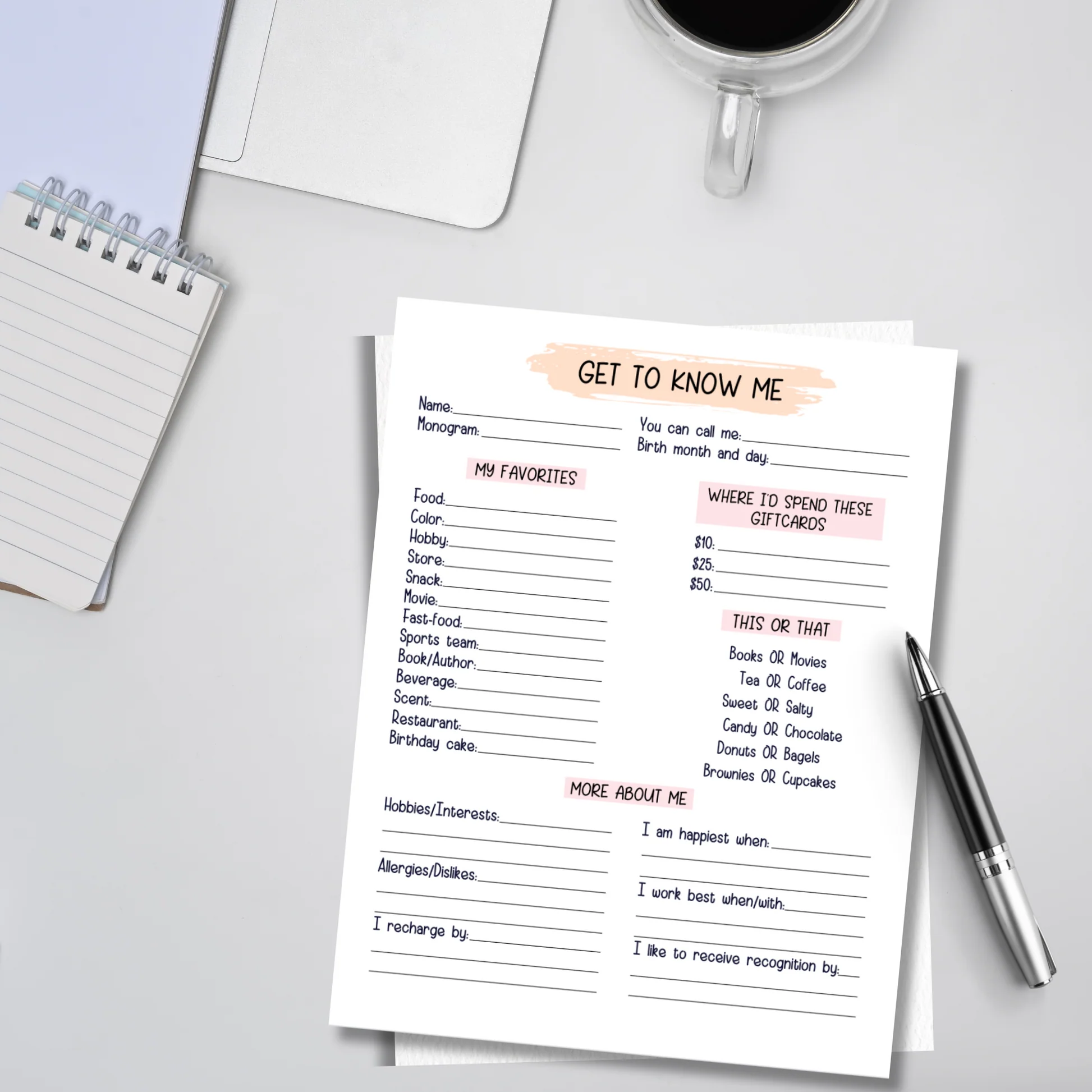 Coworker Questions Printable All About 21747 Coworker Questions Printable All About 21747