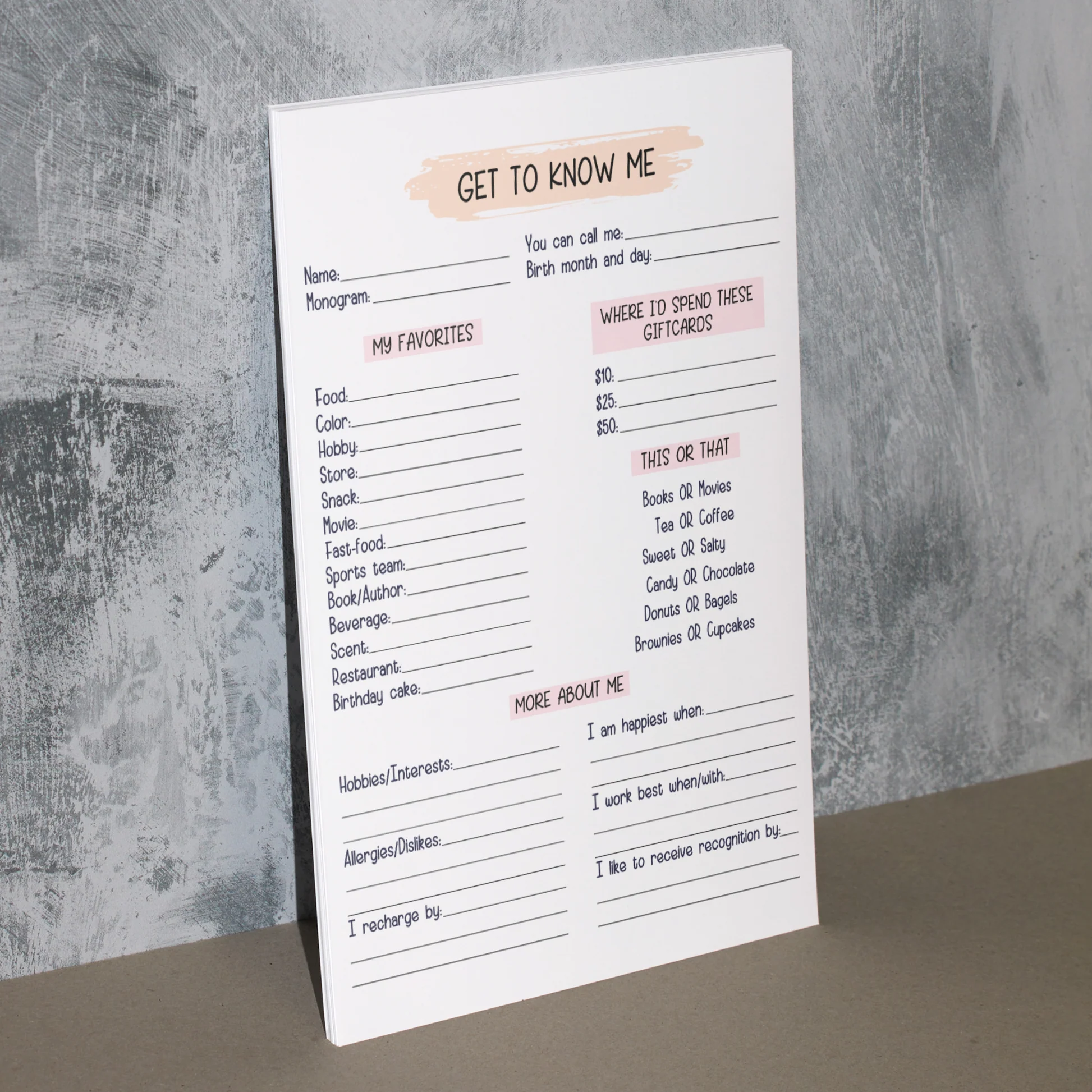 Coworker Questions Printable All About 21747