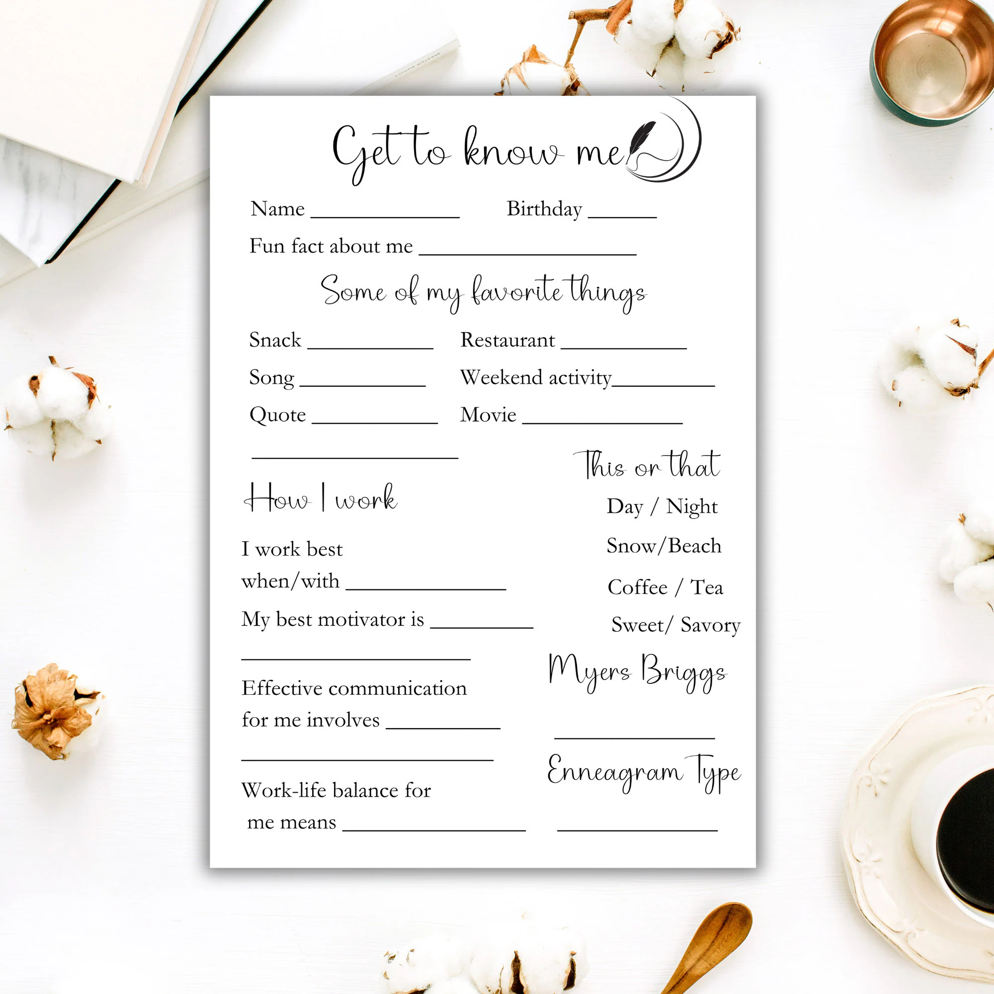 Coworker Questions Printable Coworker