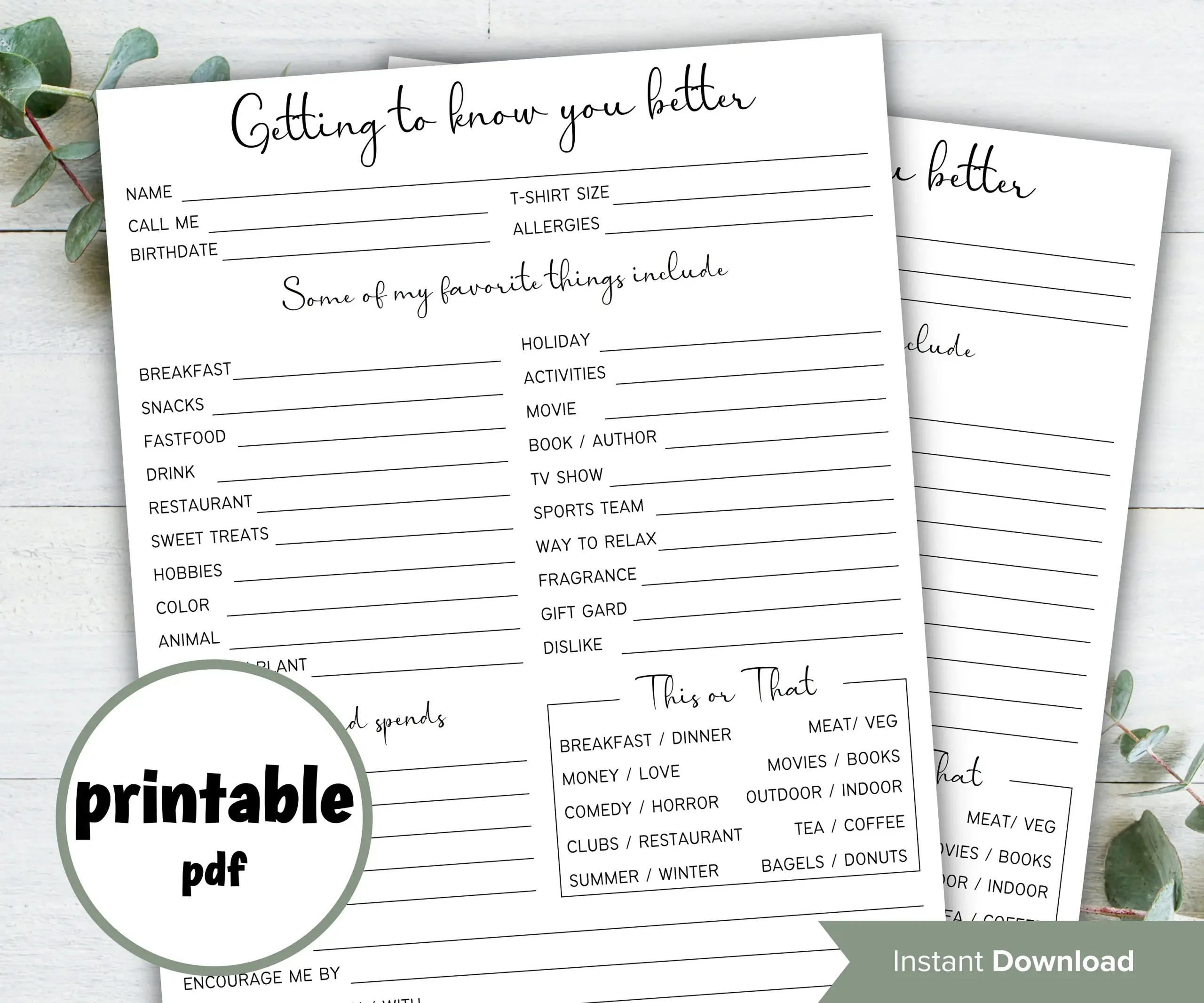 Coworker Questions Printable Employee 87683