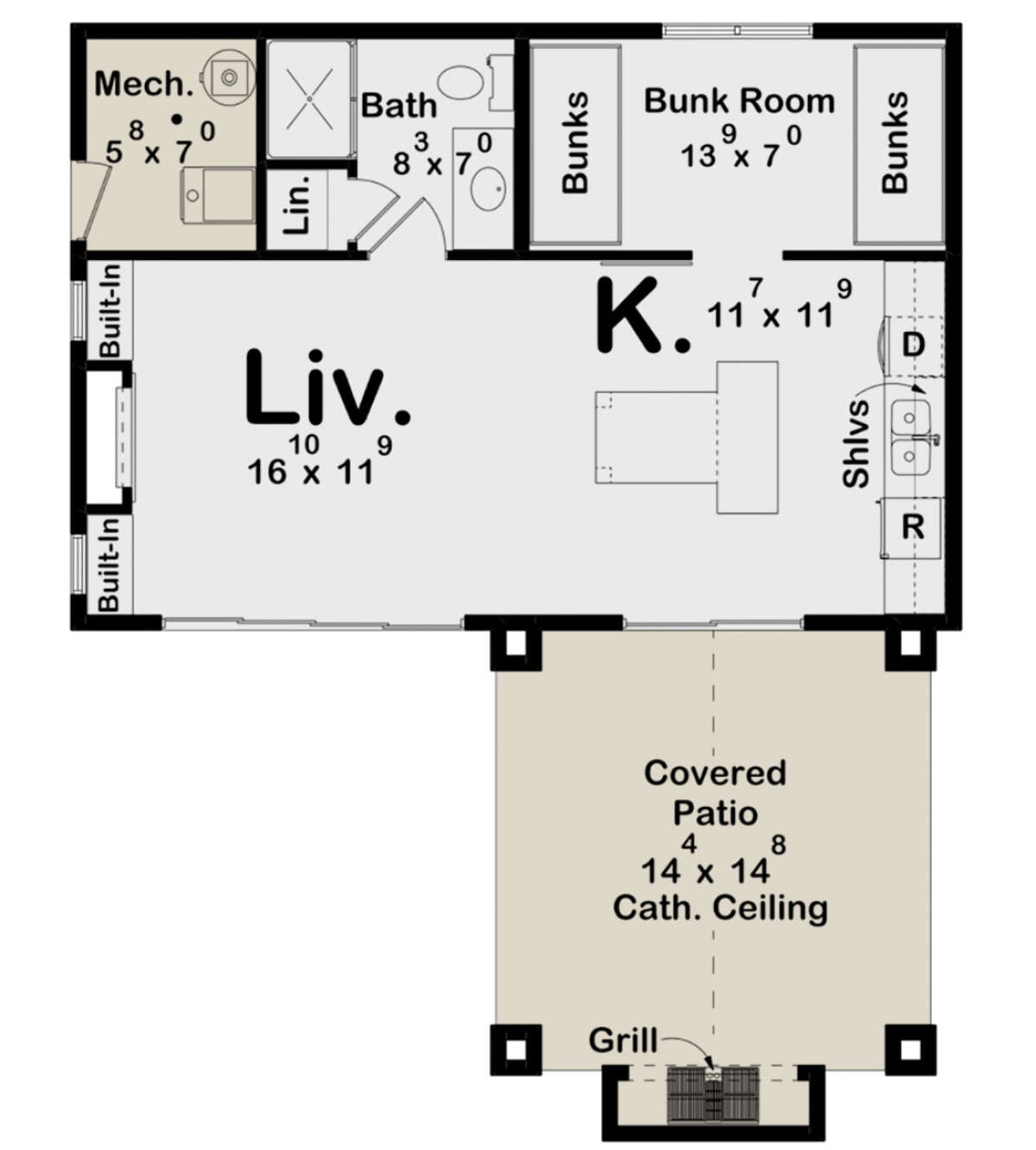 Craftsman Pool House Plan 527 Square Feet 1 Bedroom 1 Bathroom