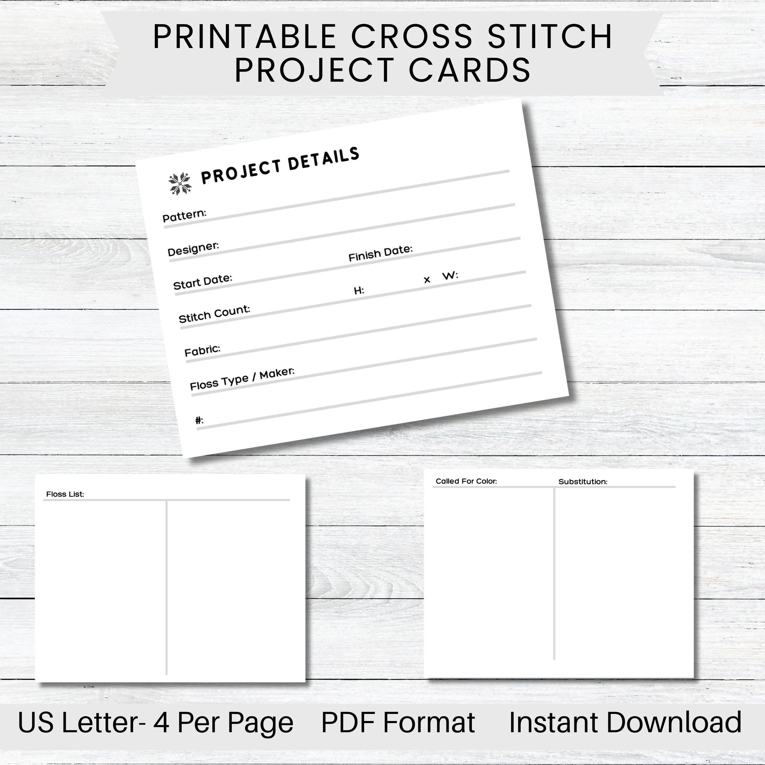 Cross Stitch Project Tracker Sheet