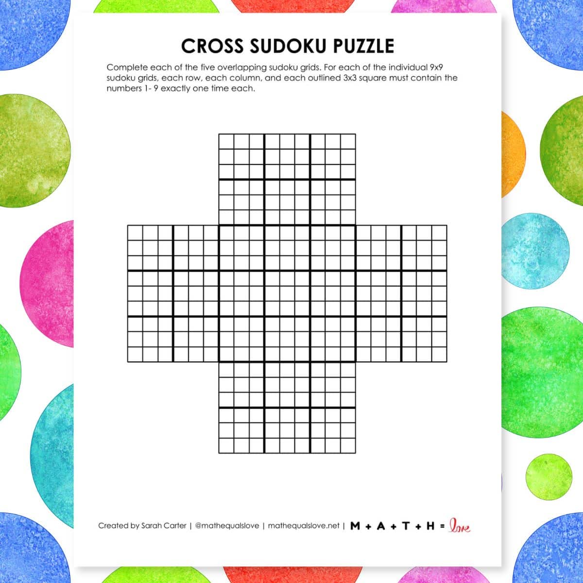 Cross Sudoku Blank Grid Printable Cross Sudoku Blank Grid Printable