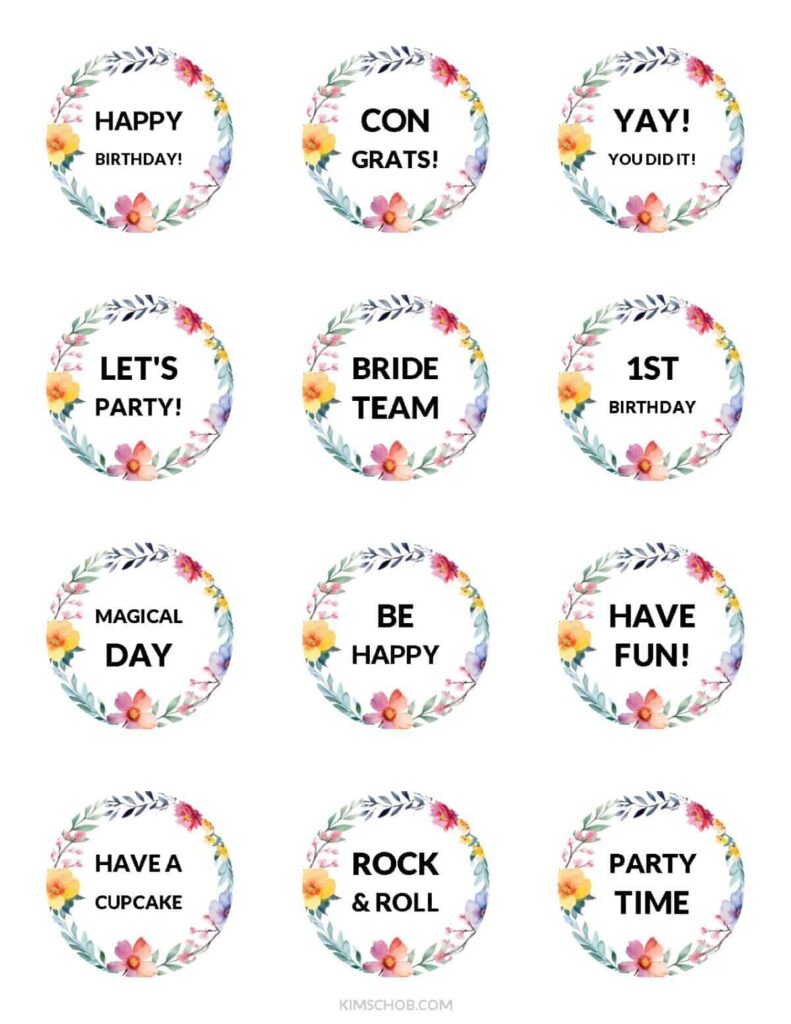 Cupcake Topper Printables
