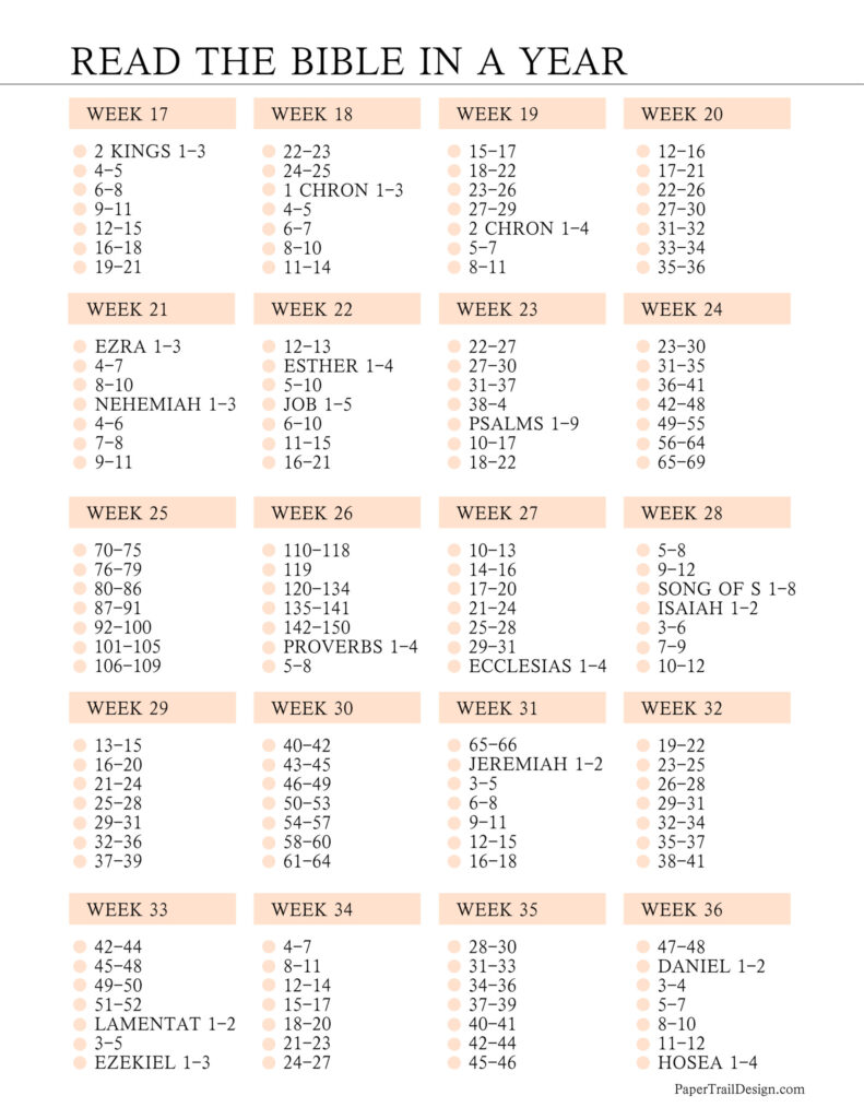 Daily Bible Reading Plan Printable