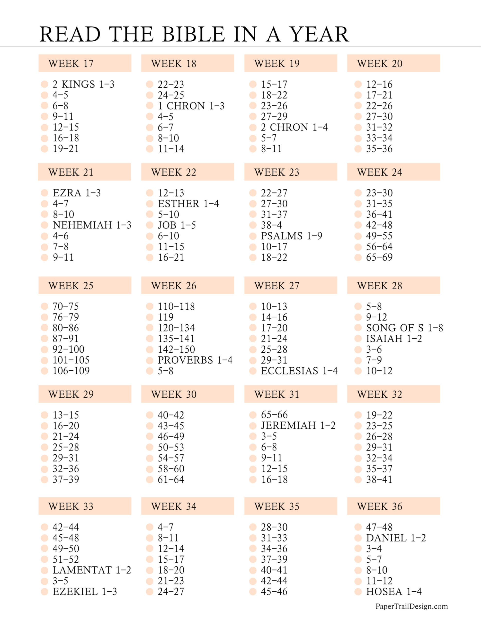 Daily Bible Reading Plan Printable