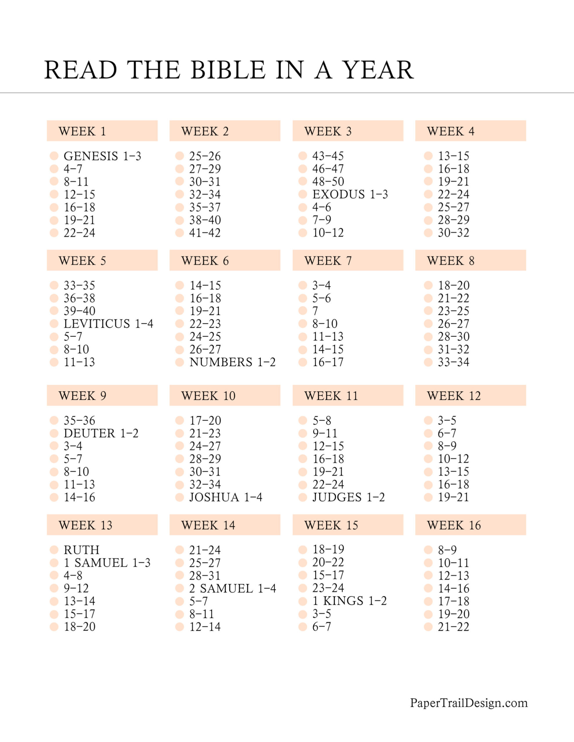 Daily Bible Reading Plan Printable Daily Bible Reading Plan Printable