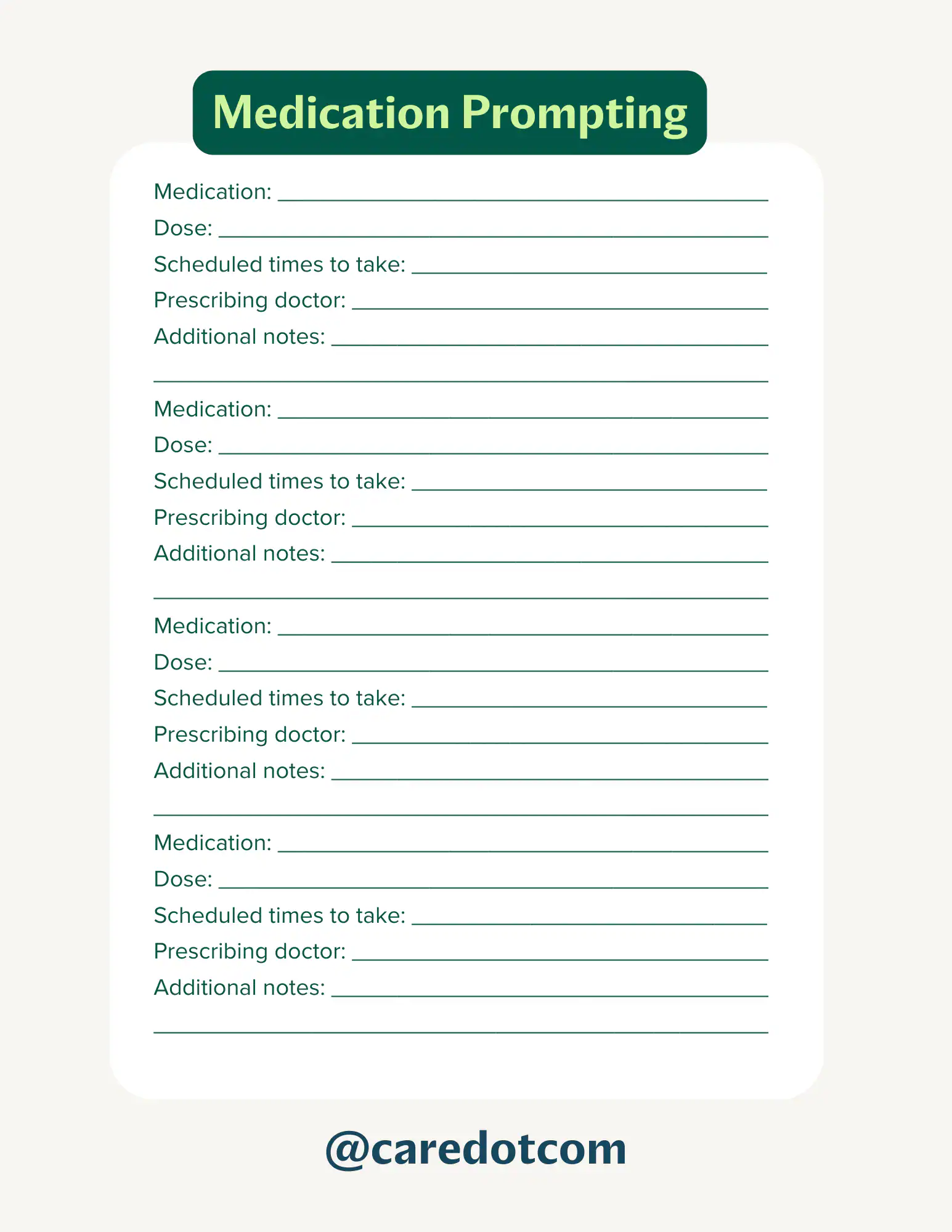 Daily Schedule Adult Senior Caregiver