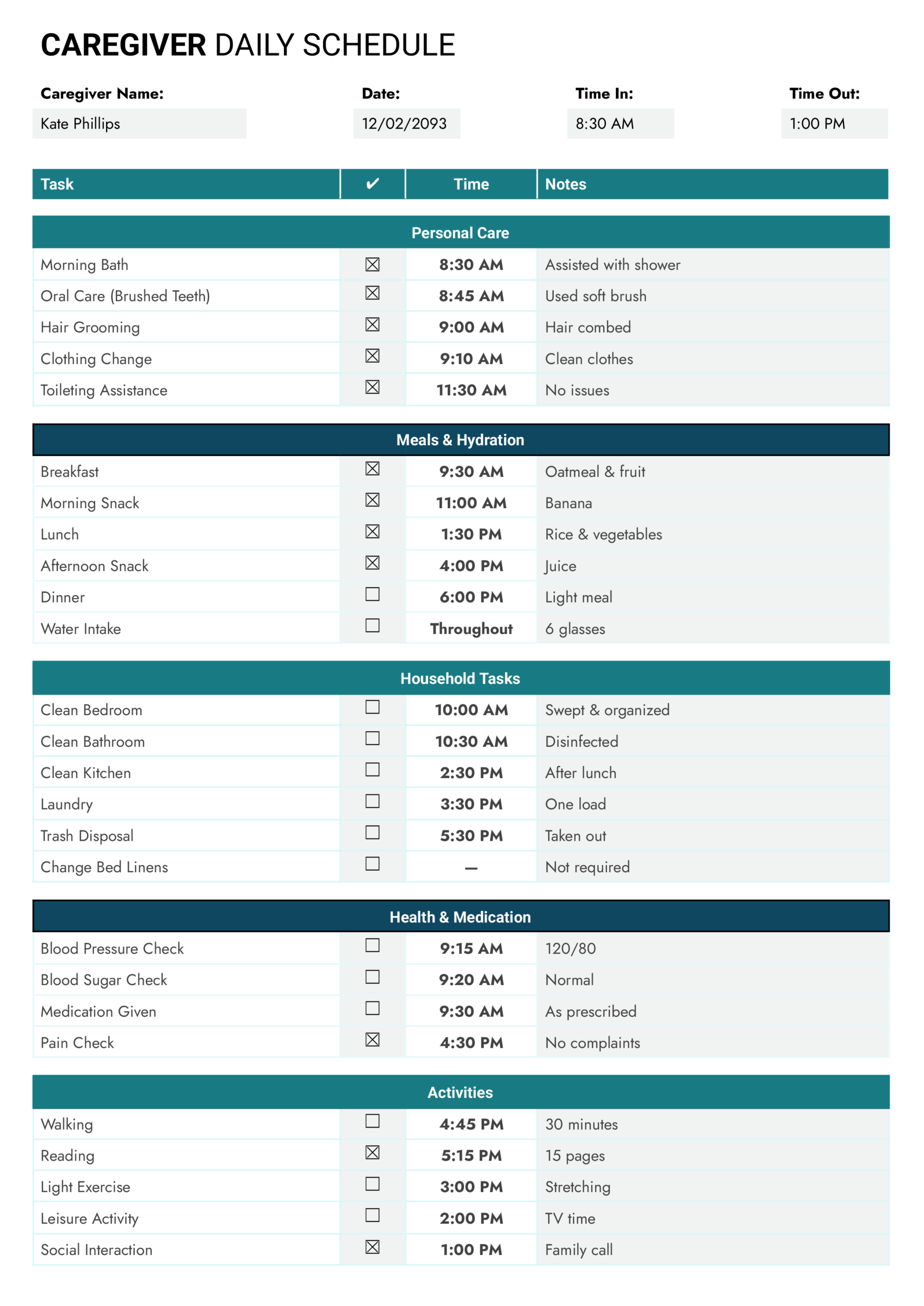 Daily Schedule Templates