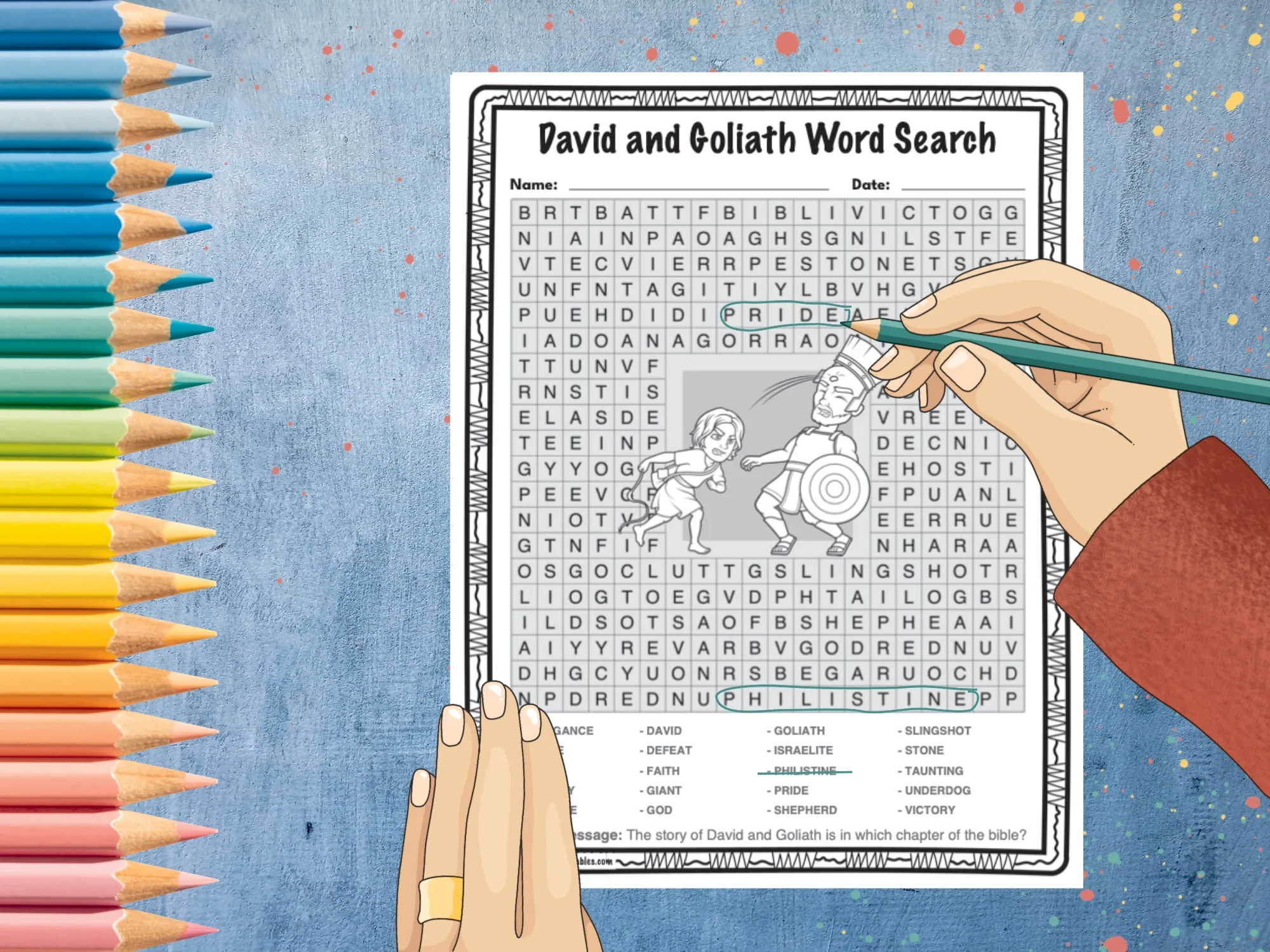 David And Goliath Word Search Puzzle