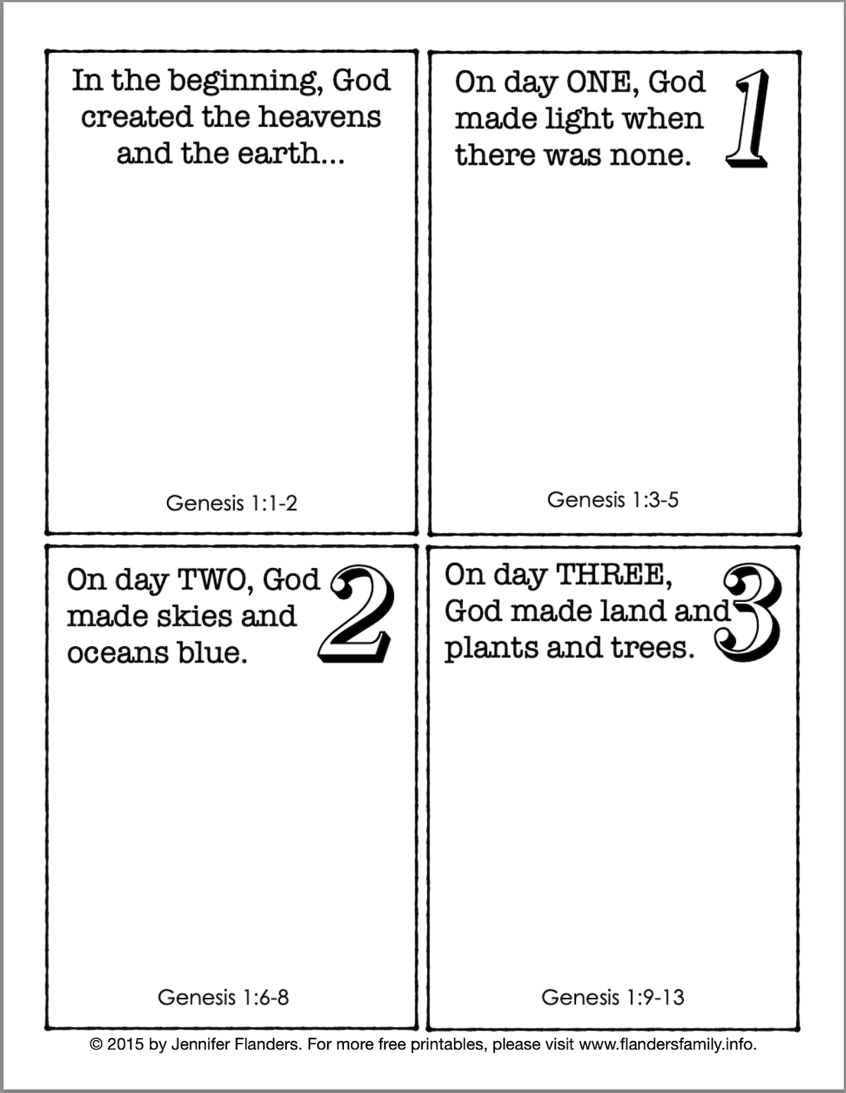 Days Of Creation Printables
