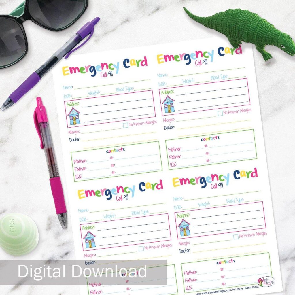 Dd Kids Emergency Cards Bc