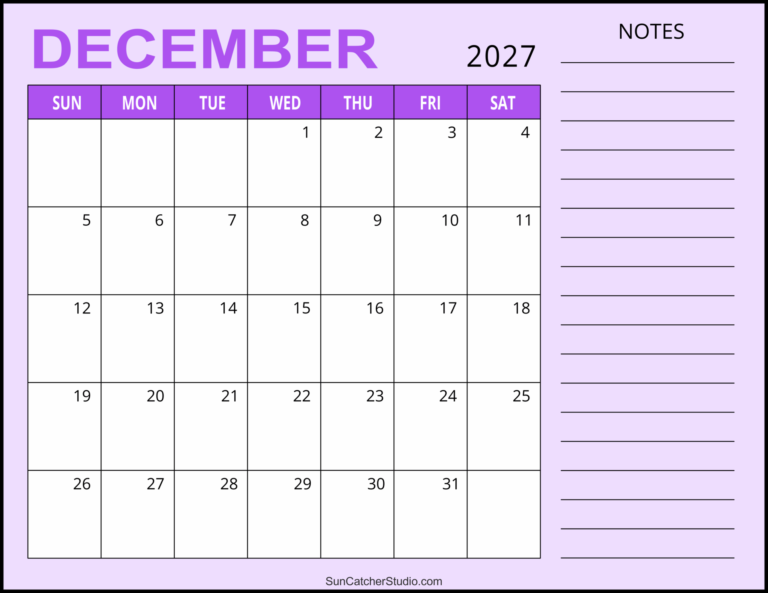 December 2027 Calendar