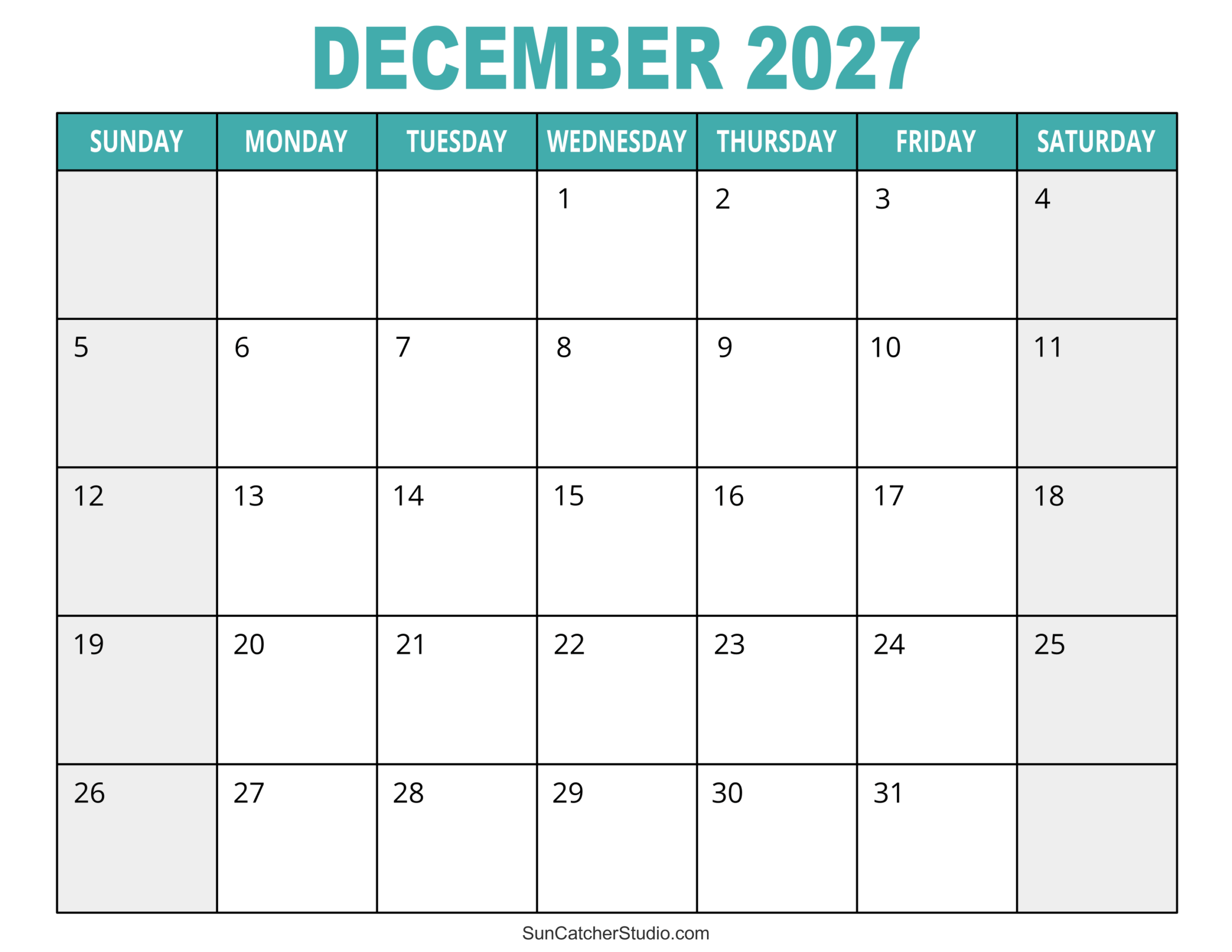December 2027 Calendar