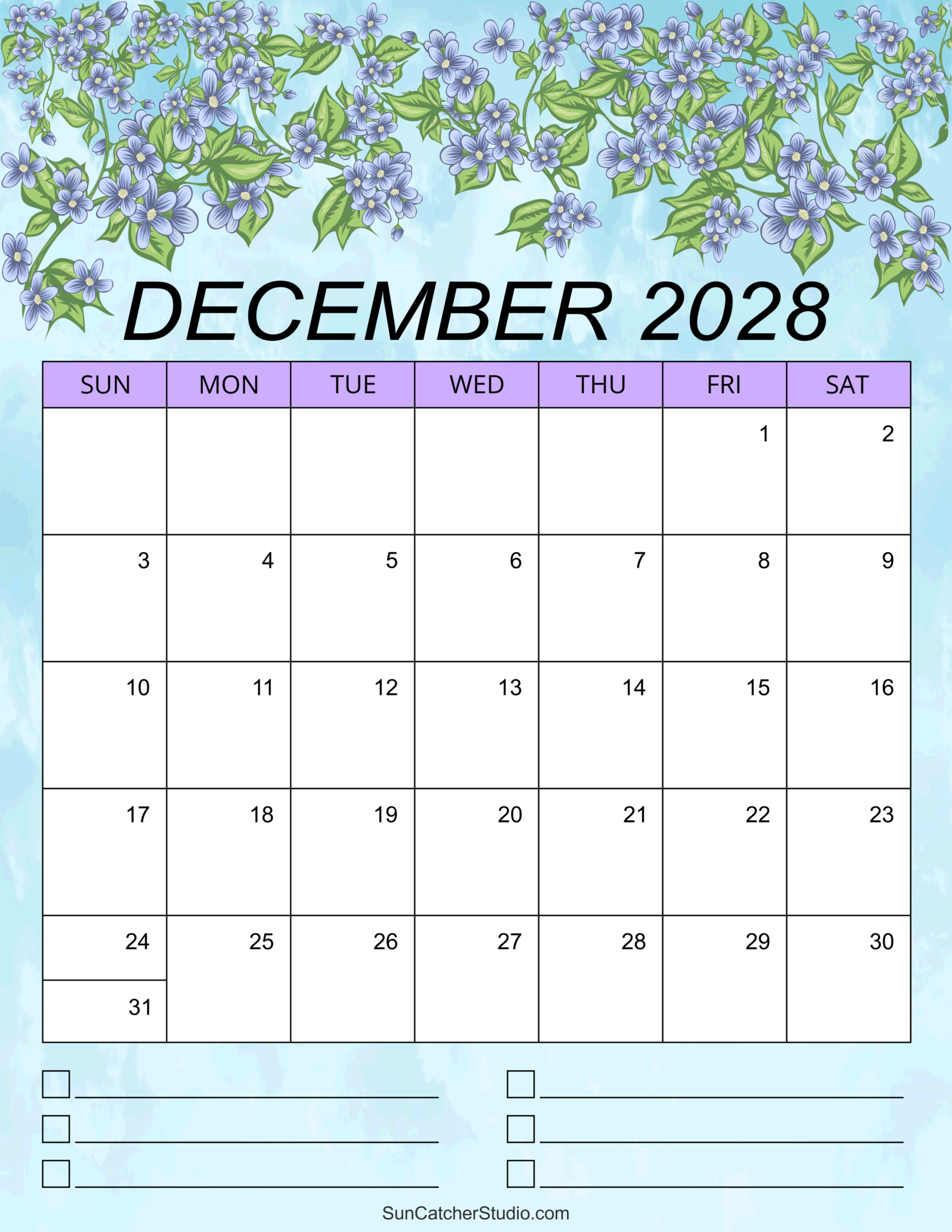 December 2028 Calendar