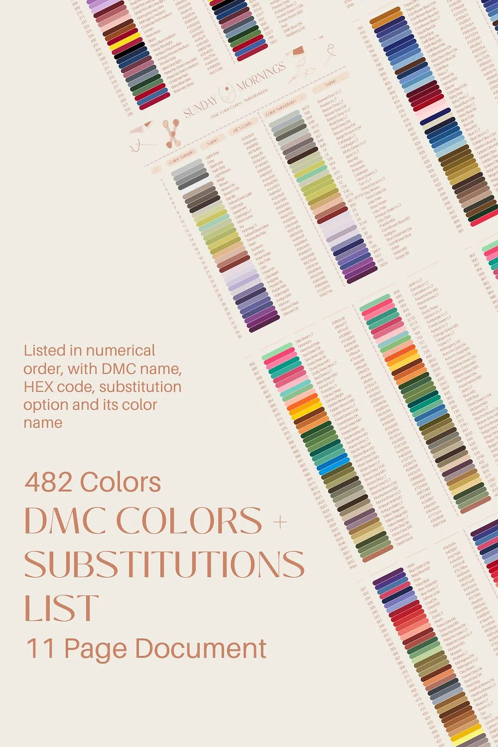 Dmc Color Codes Substitutions Chart