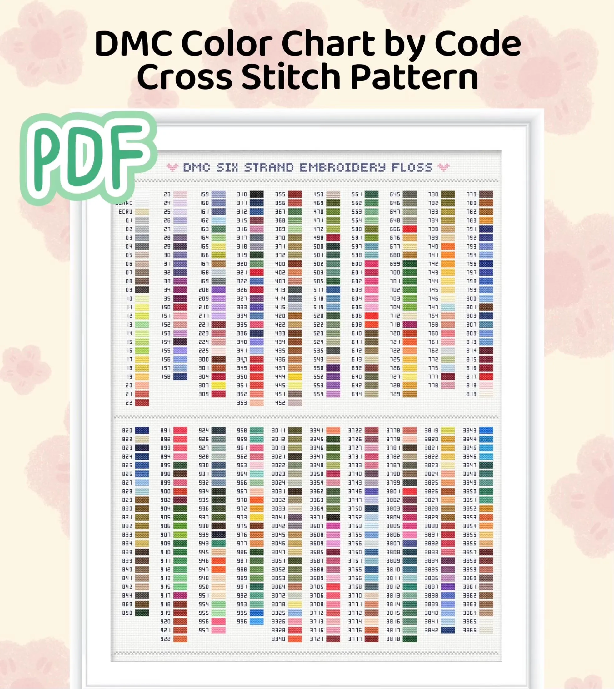 Dmc Embroidery Floss Color Chart By