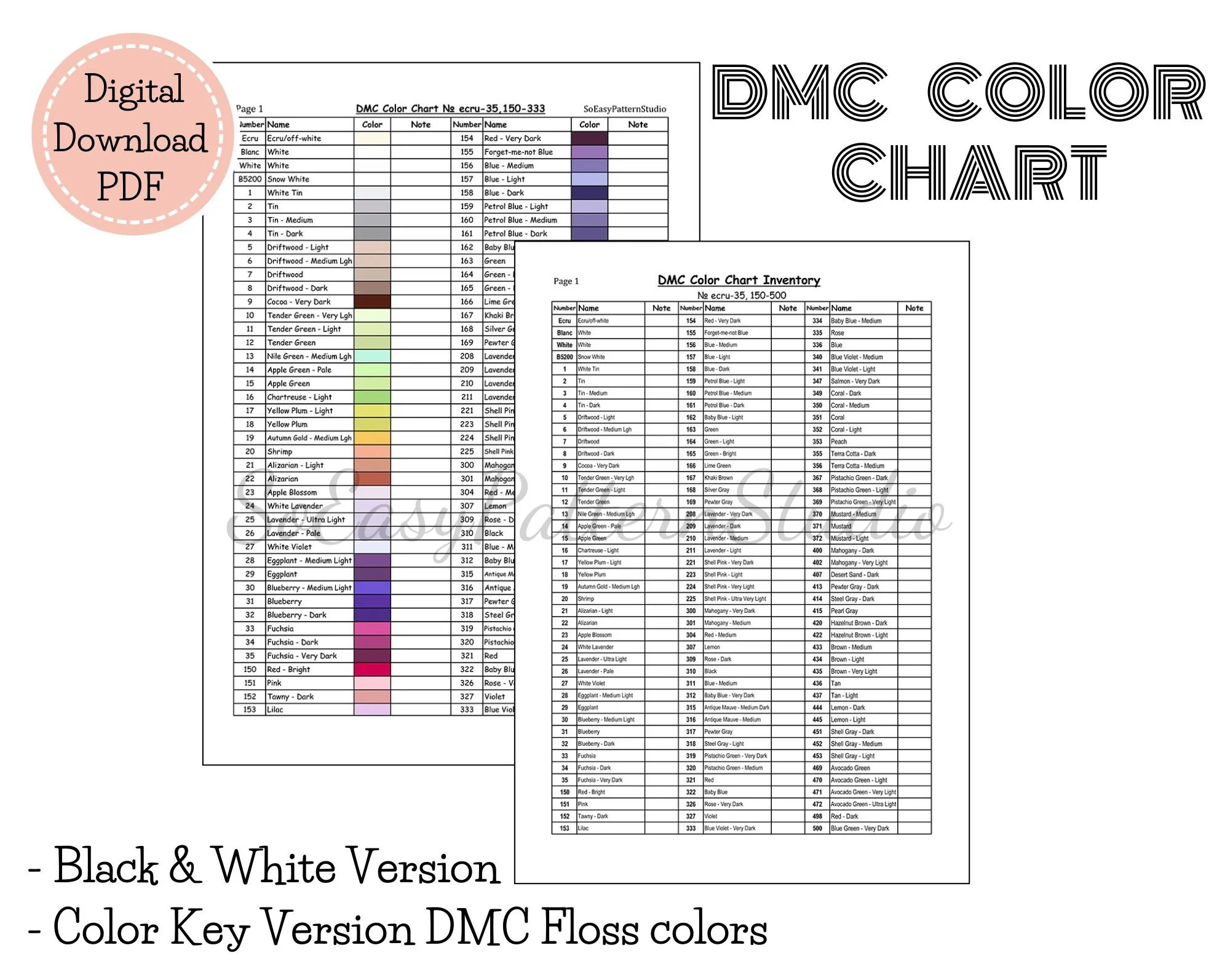 Dmc Floss Color Chart Pdf Download File