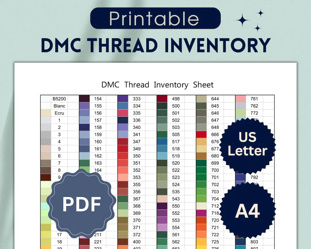 Dmc Thread Inventory Sheet Floss Tracker