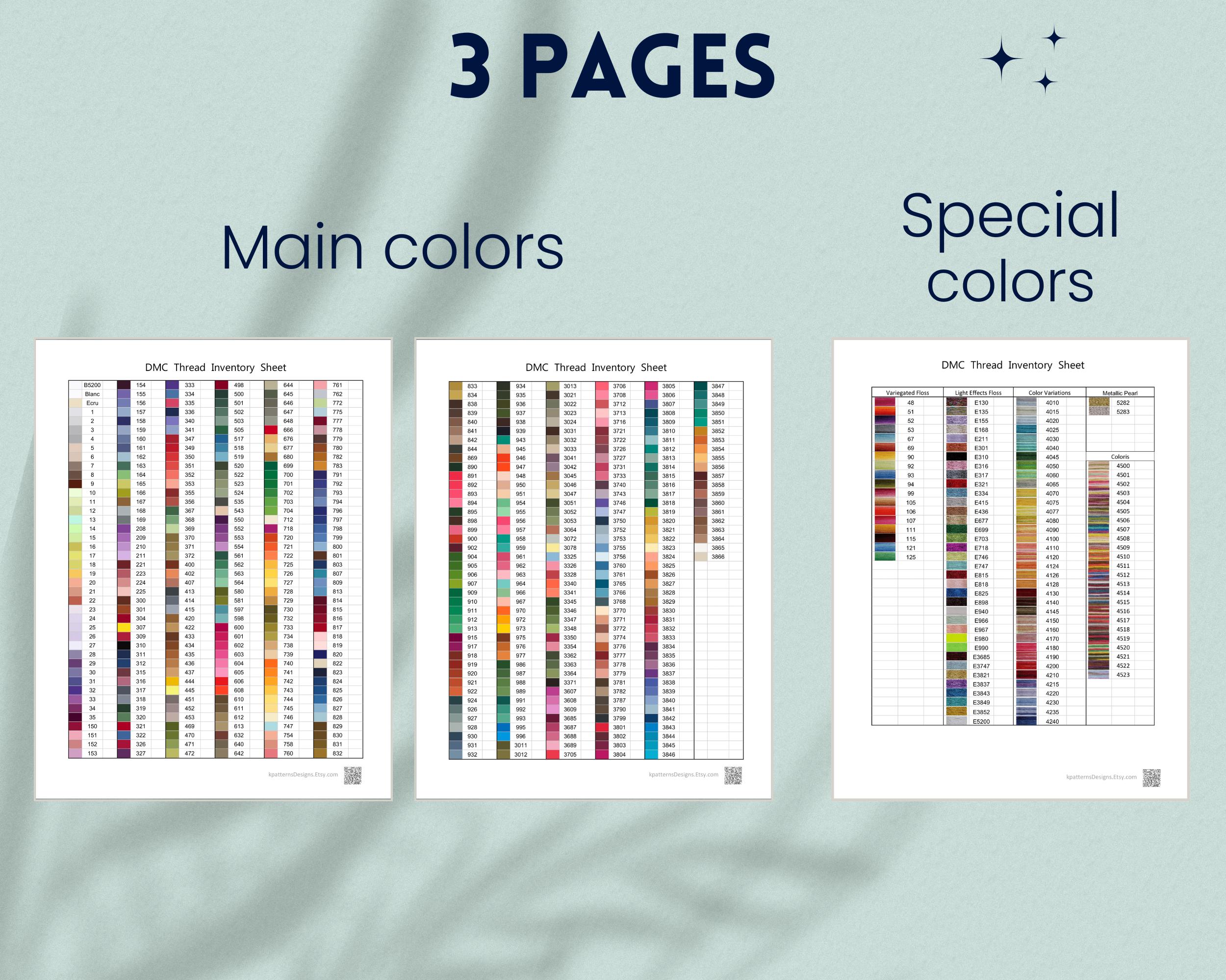 Dmc Thread Inventory Sheet Floss Tracker