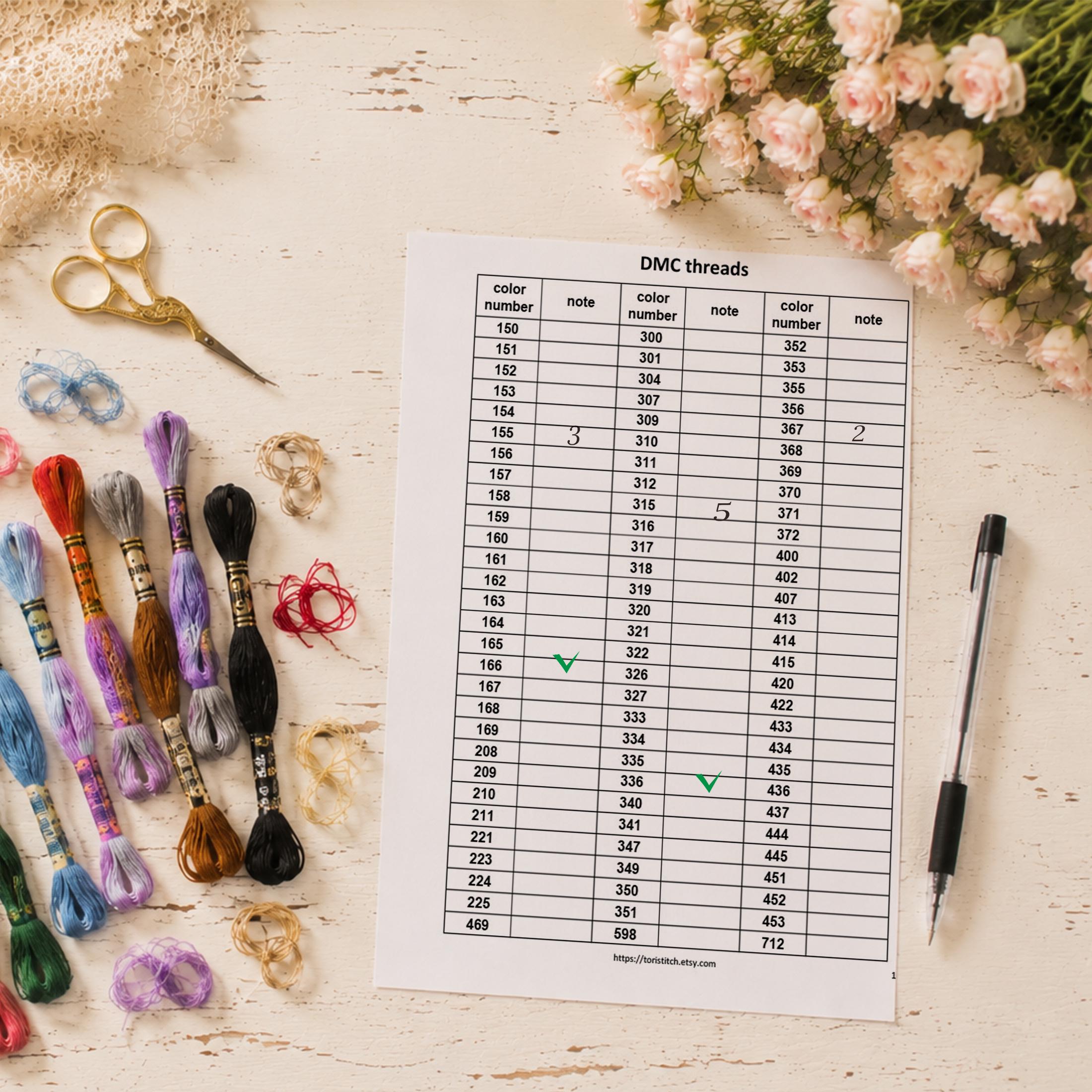 Dmc Thread Organizer Pdf Xls Embroidery