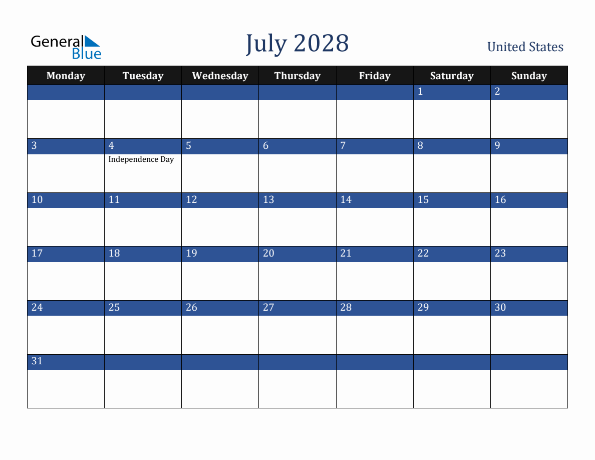 Downloadable Monthly Holiday Calendar
